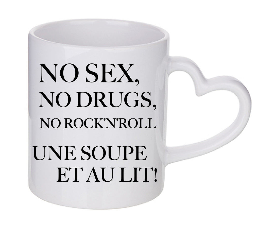 Mug coeur personnalisé No sex no drugs