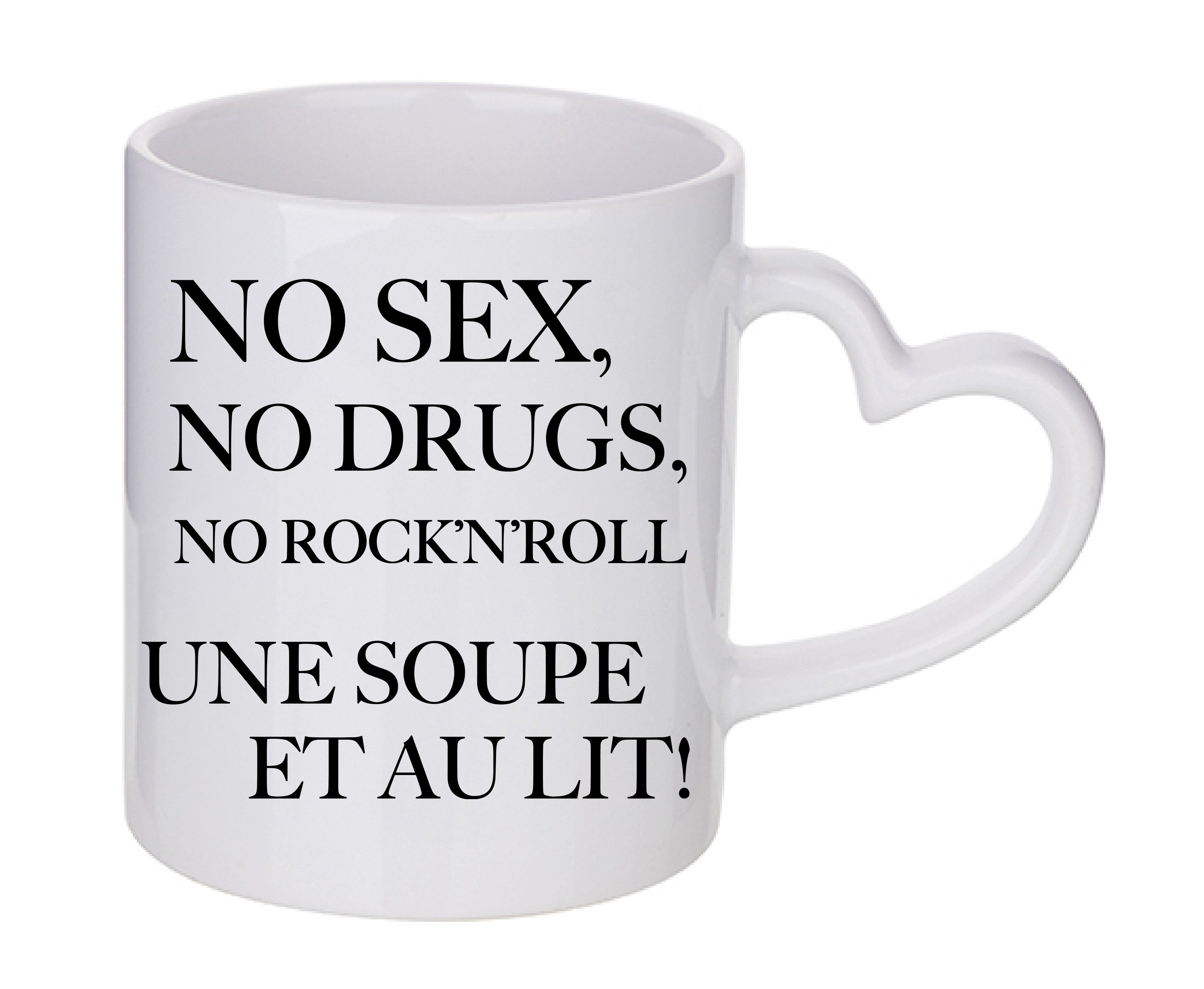 Mug coeur personnalisé No sex no drugs