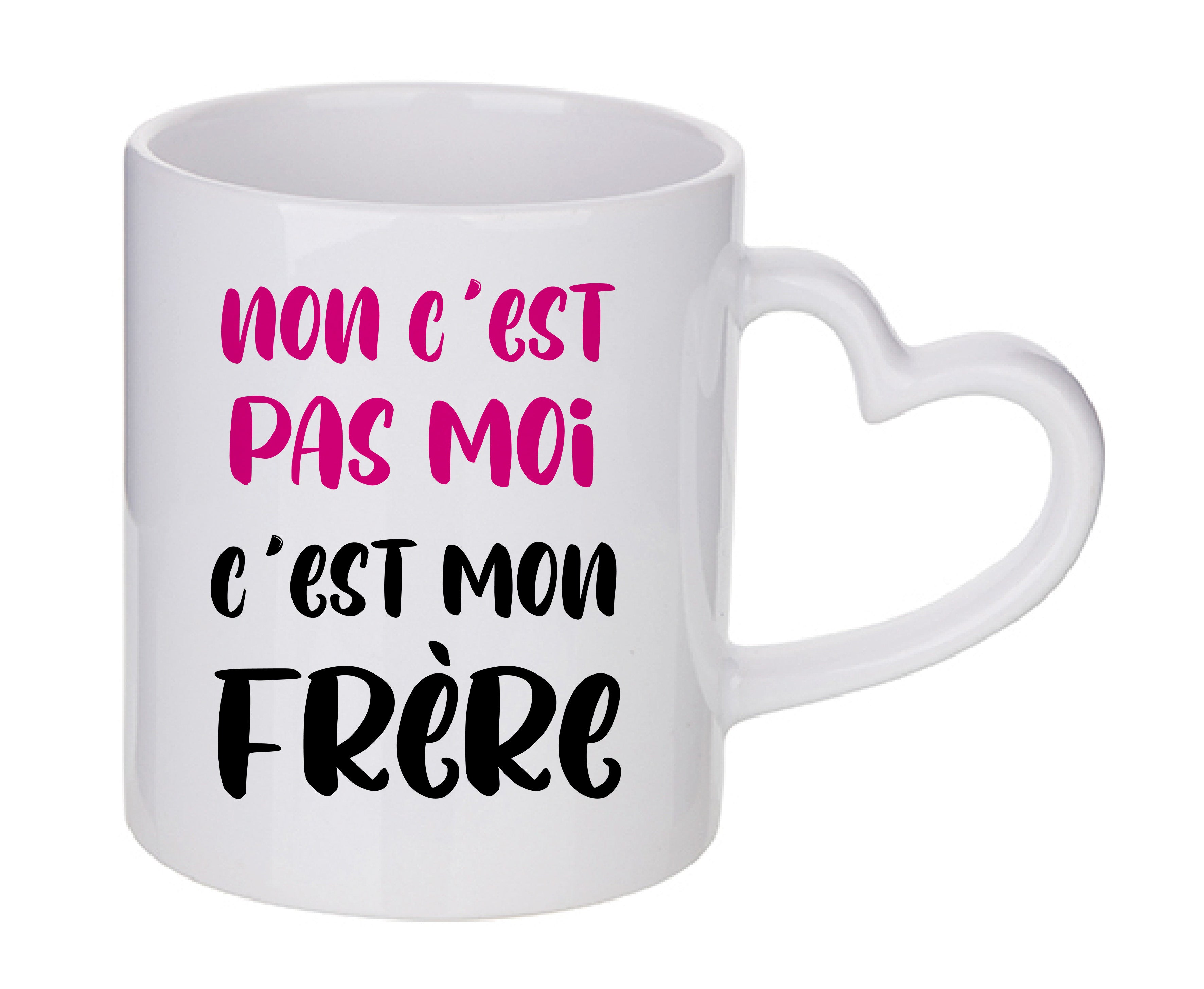 Mug coeur personnalisé Non c'est pas moi c'est mon frère