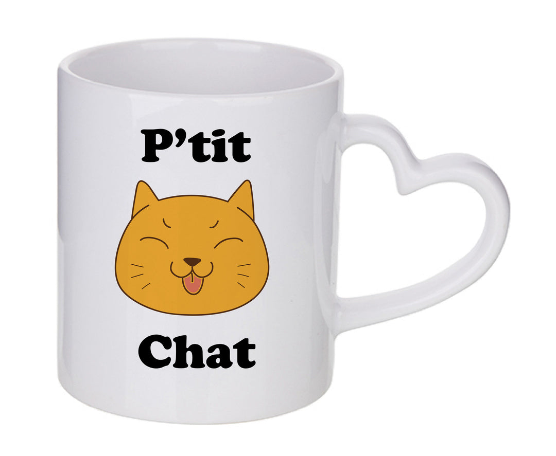 Mug coeur personnalisé P'tit chat