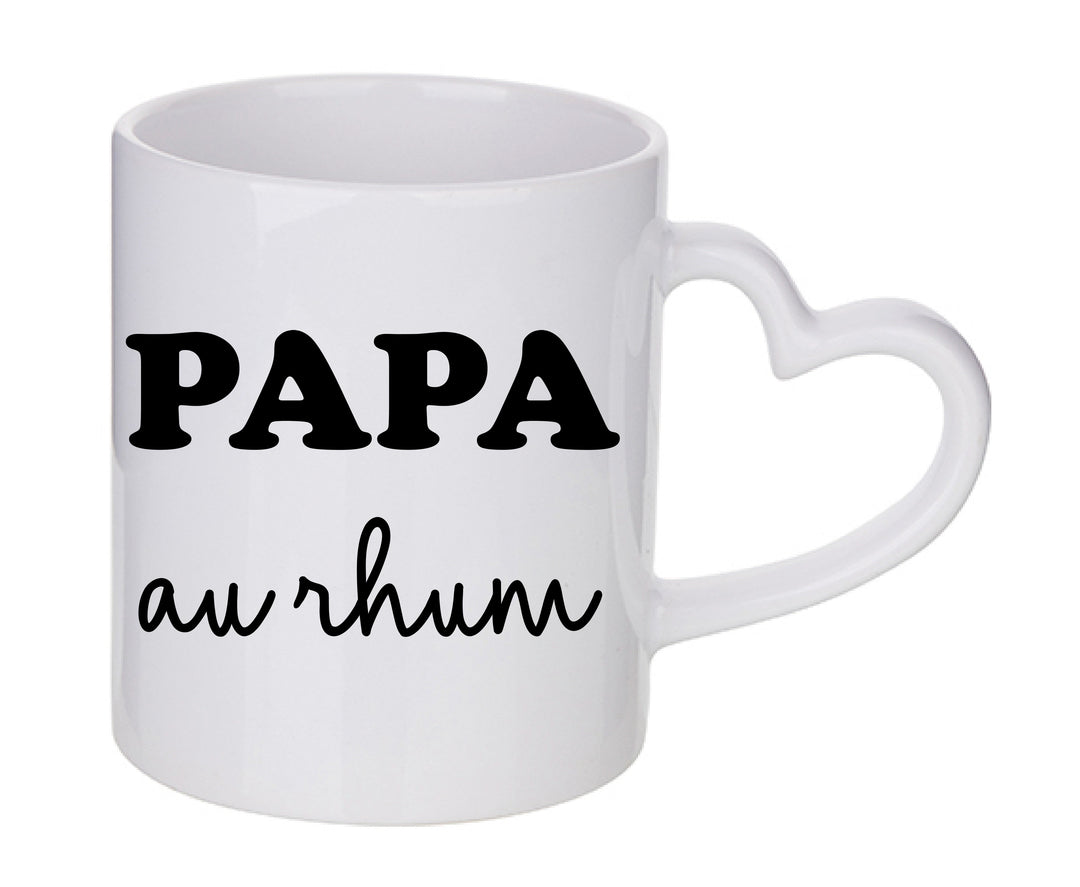 Mug coeur personnalisé Papa au rhum