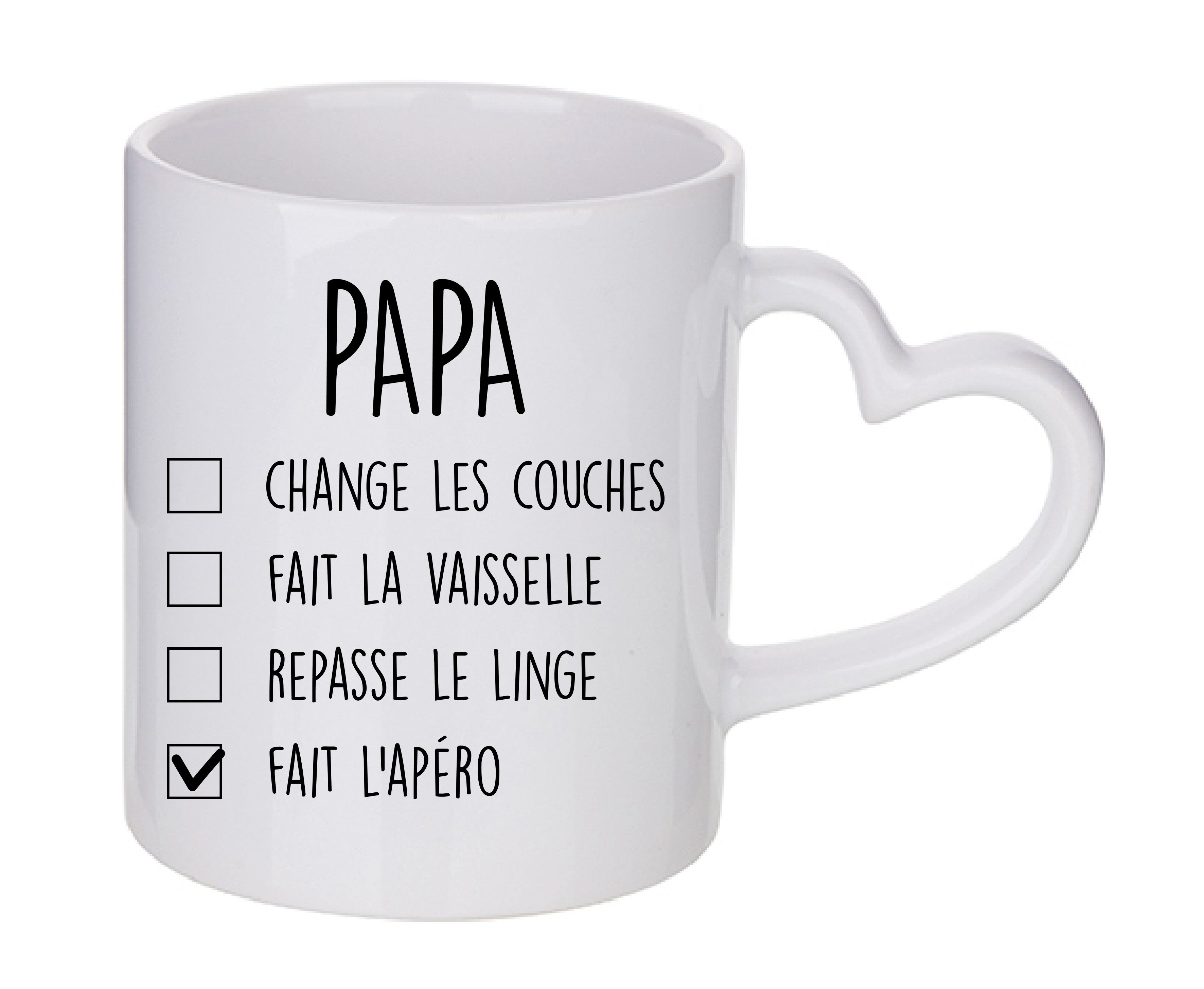 Mug coeur personnalisé Papa fait l'apéro