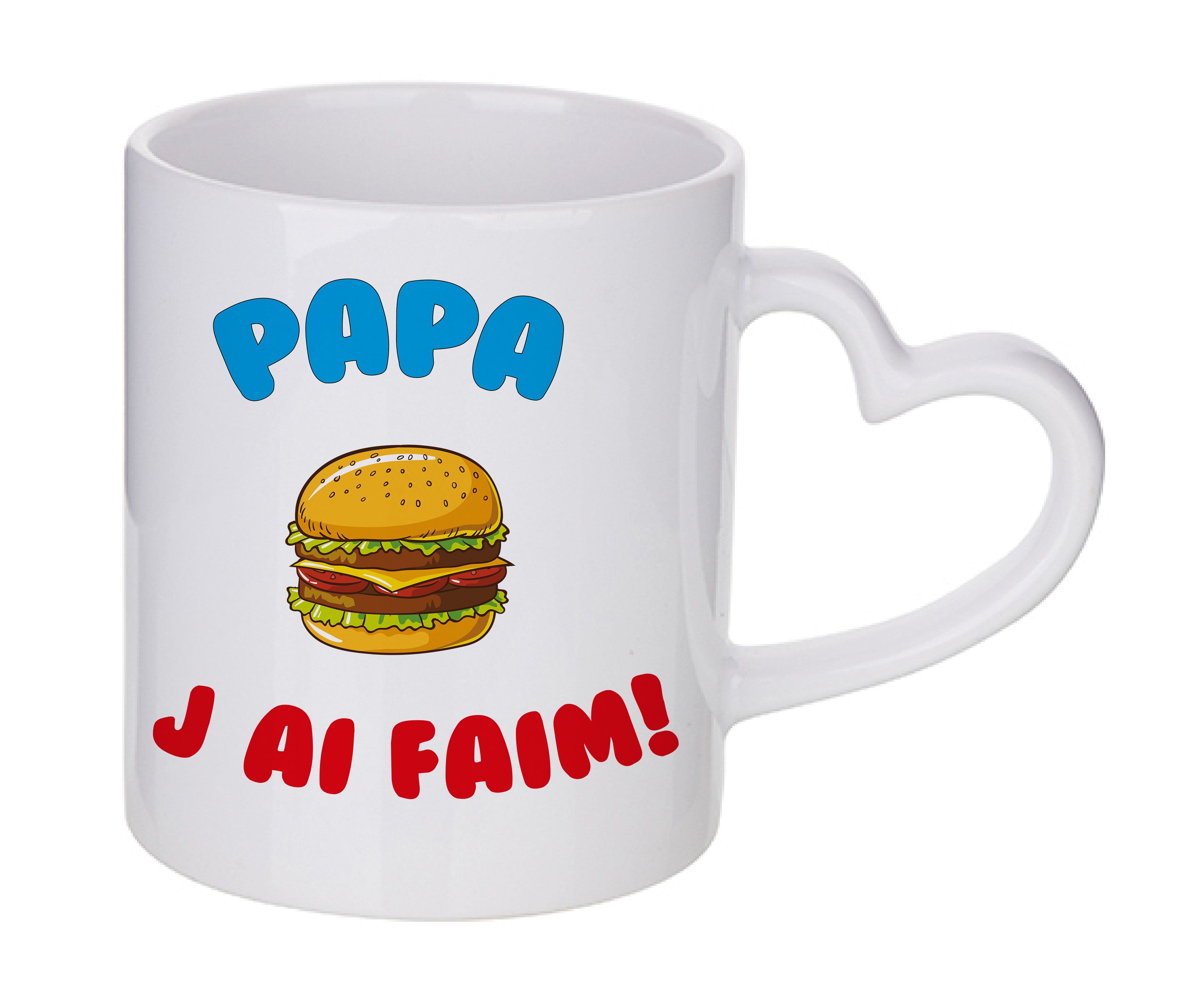 Mug coeur personnalisé Papa j'ai faim