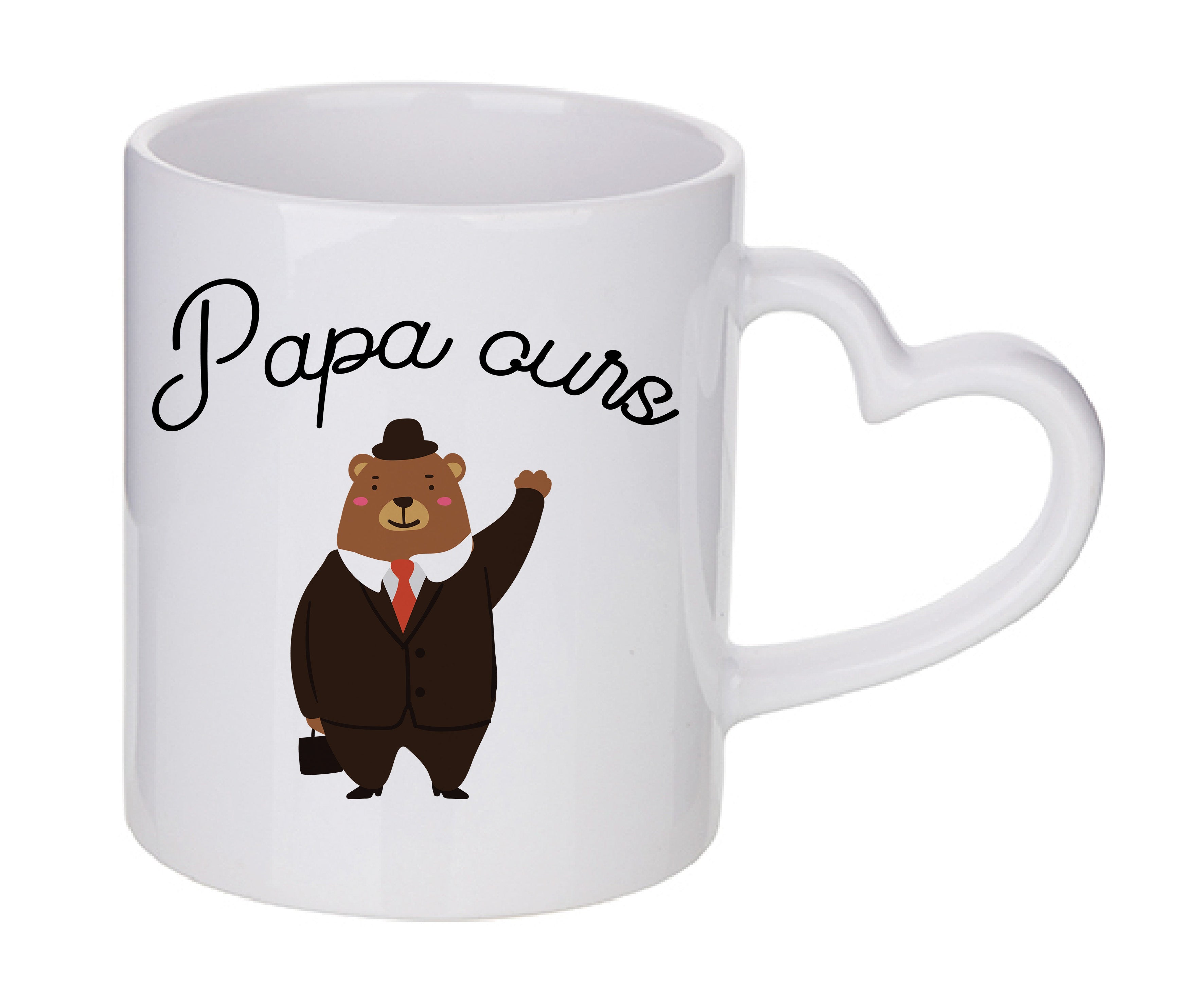 Mug coeur personnalisé Papa ours