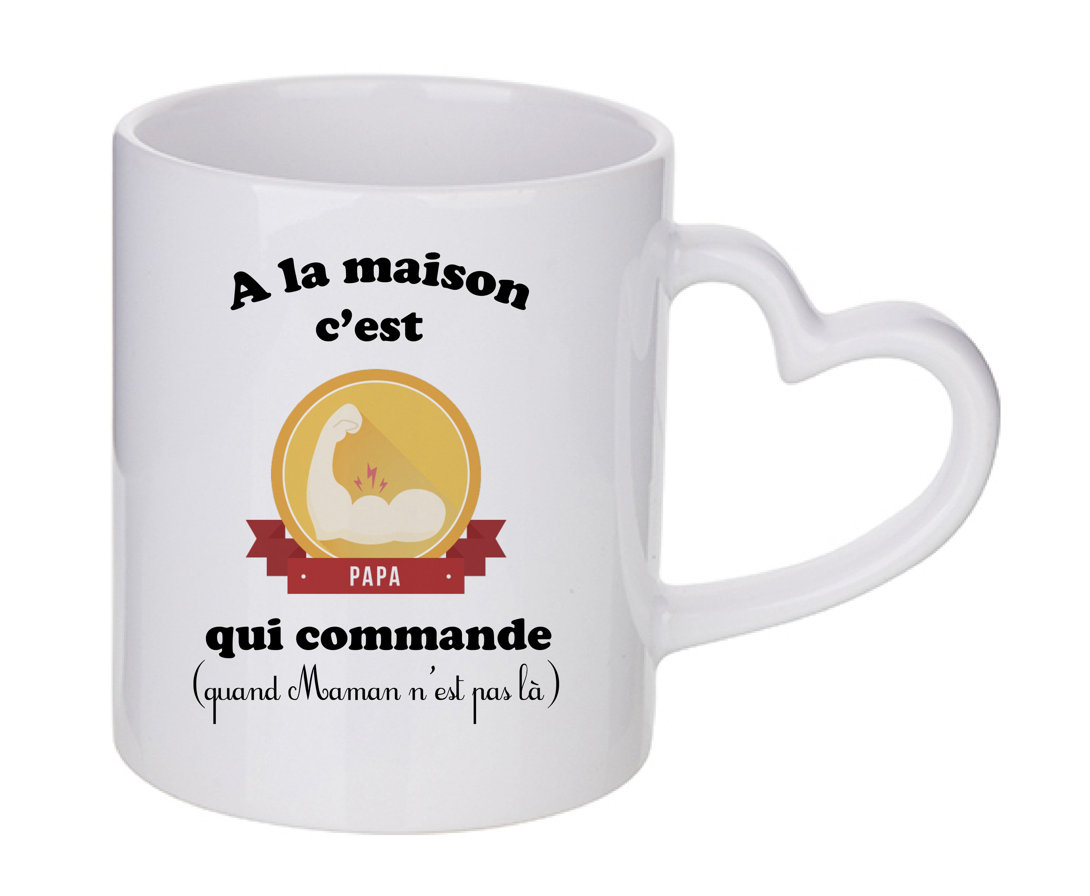Mug coeur personnalisé Papa qui commande