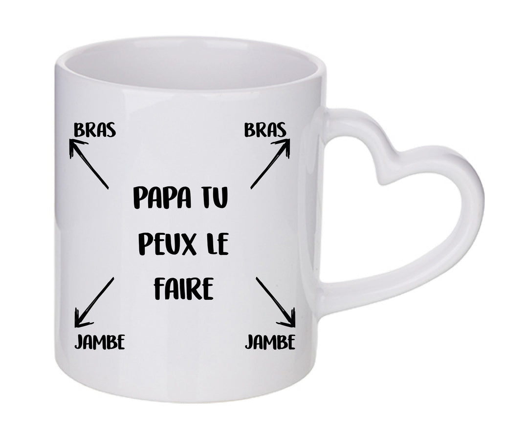Mug coeur personnalisé Papa tu peux le faire