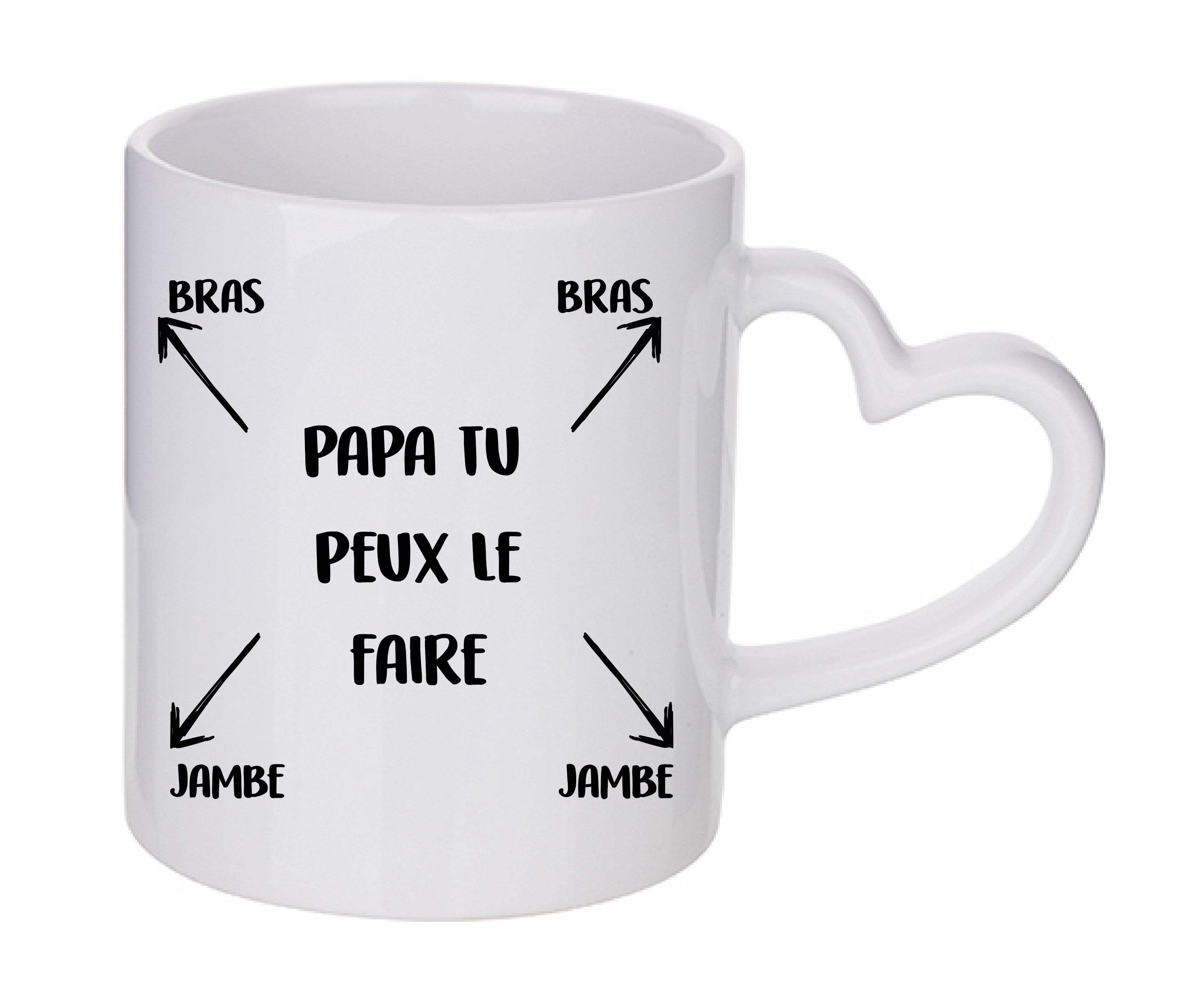 Mug coeur personnalisé Papa tu peux le faire