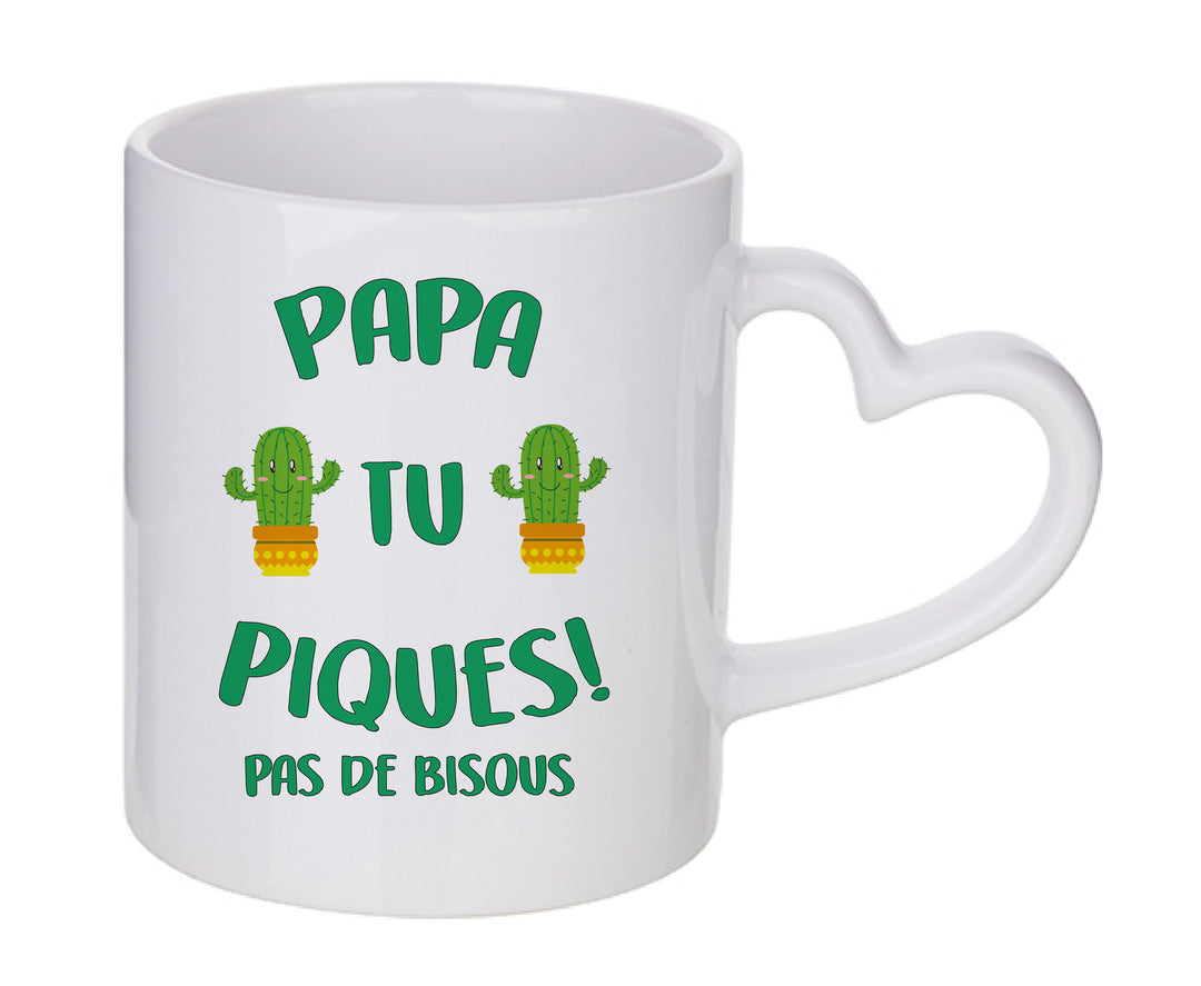 Mug coeur personnalisé Papa tu piques