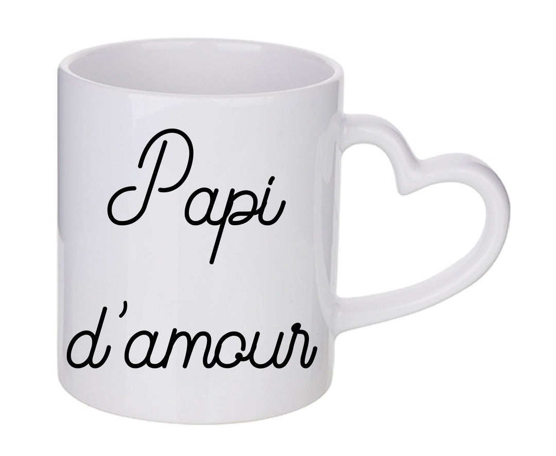 Mug coeur personnalisé Papi d'amour