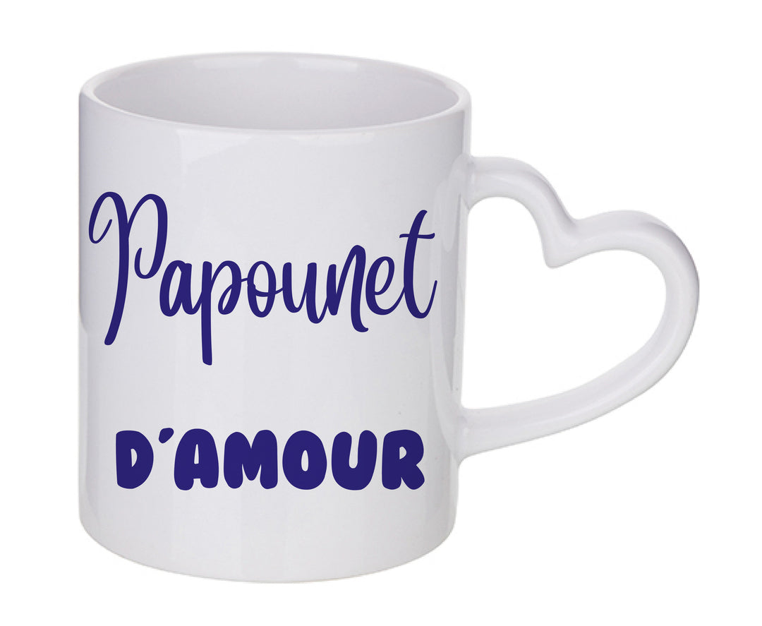 Mug coeur personnalisé Papounet d'amour