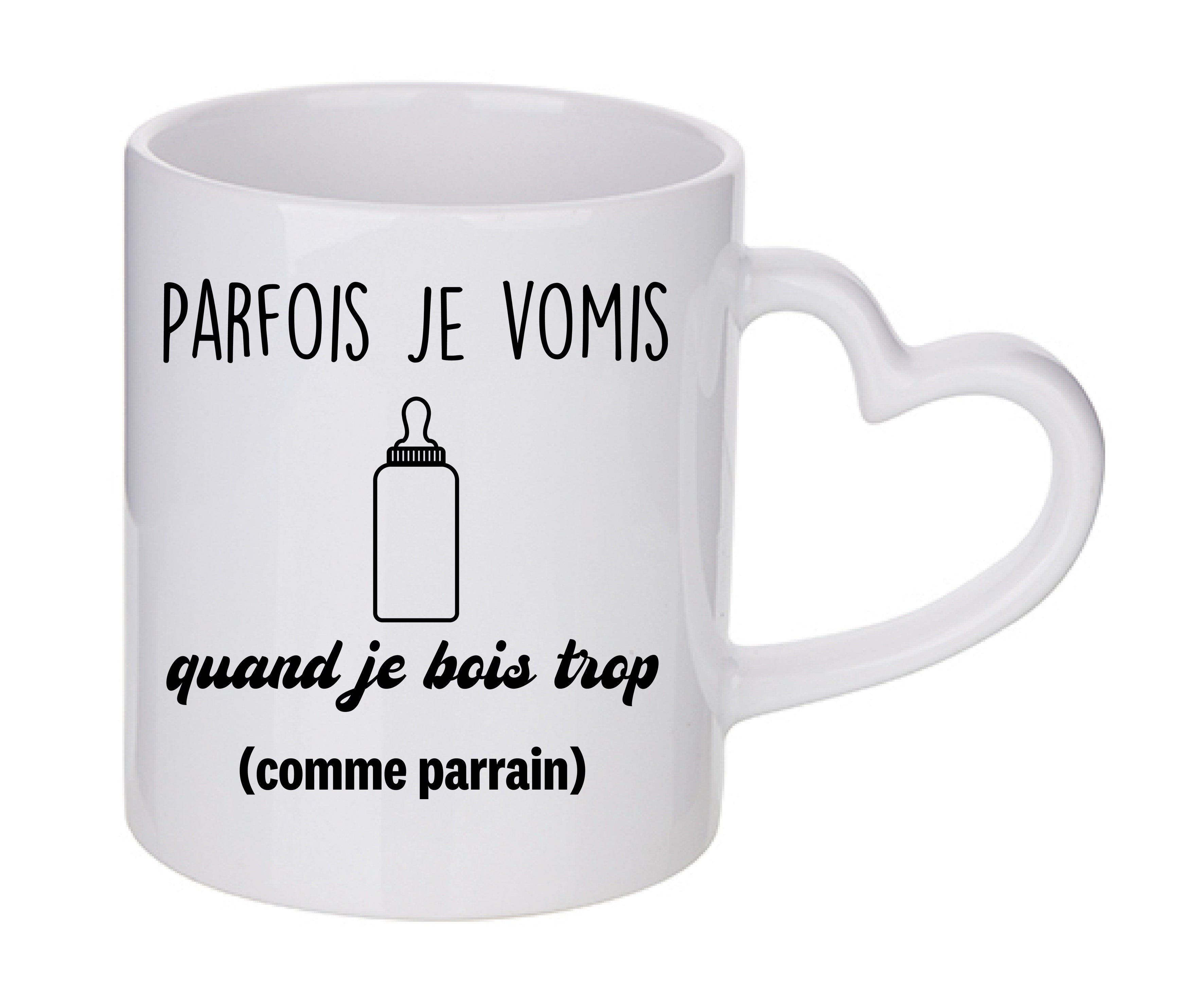 Mug coeur personnalisé Parfois je vomis quand je bois trop