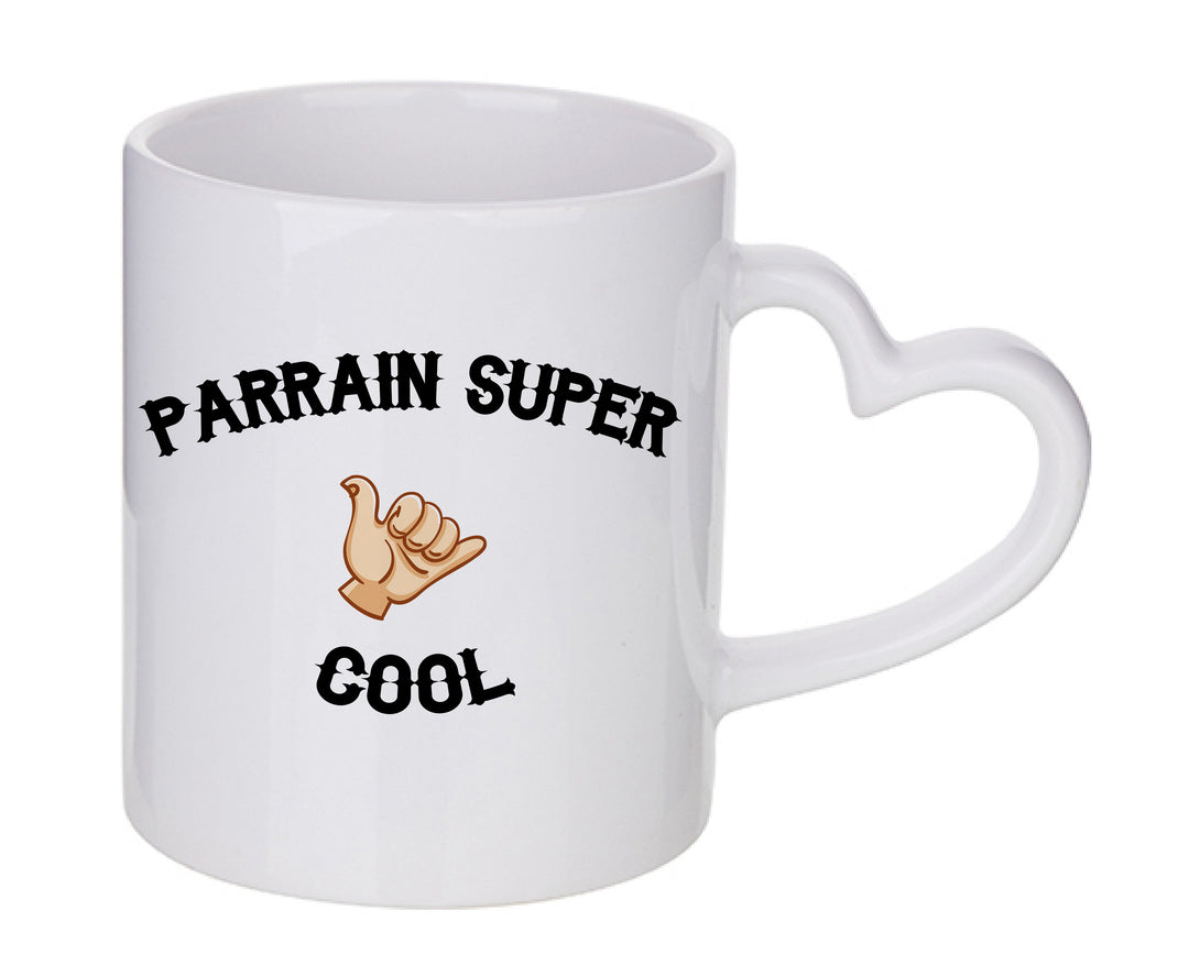 Mug coeur personnalisé Parrain super cool