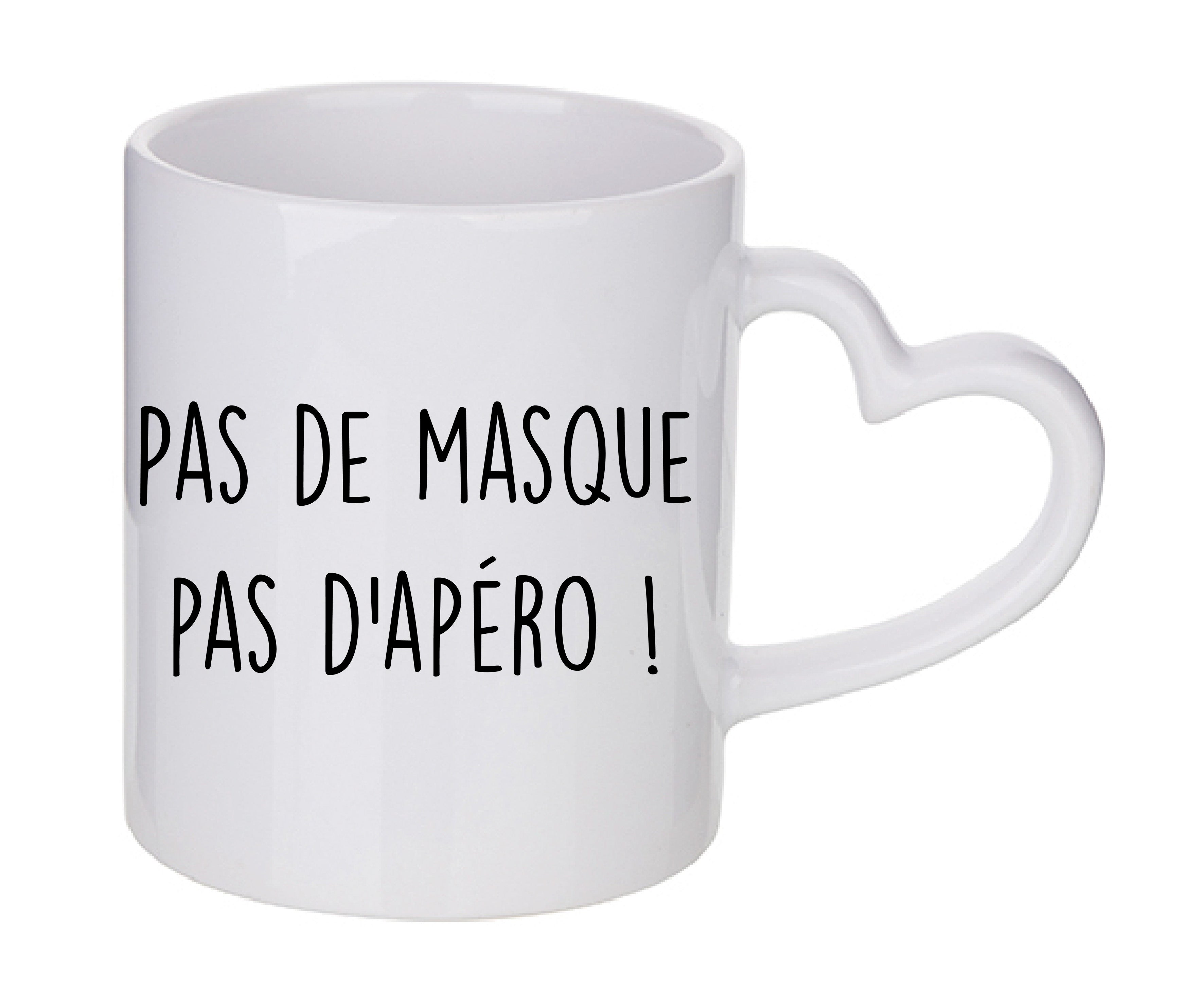 Mug coeur personnalisé Pas de masque pas d'apéro