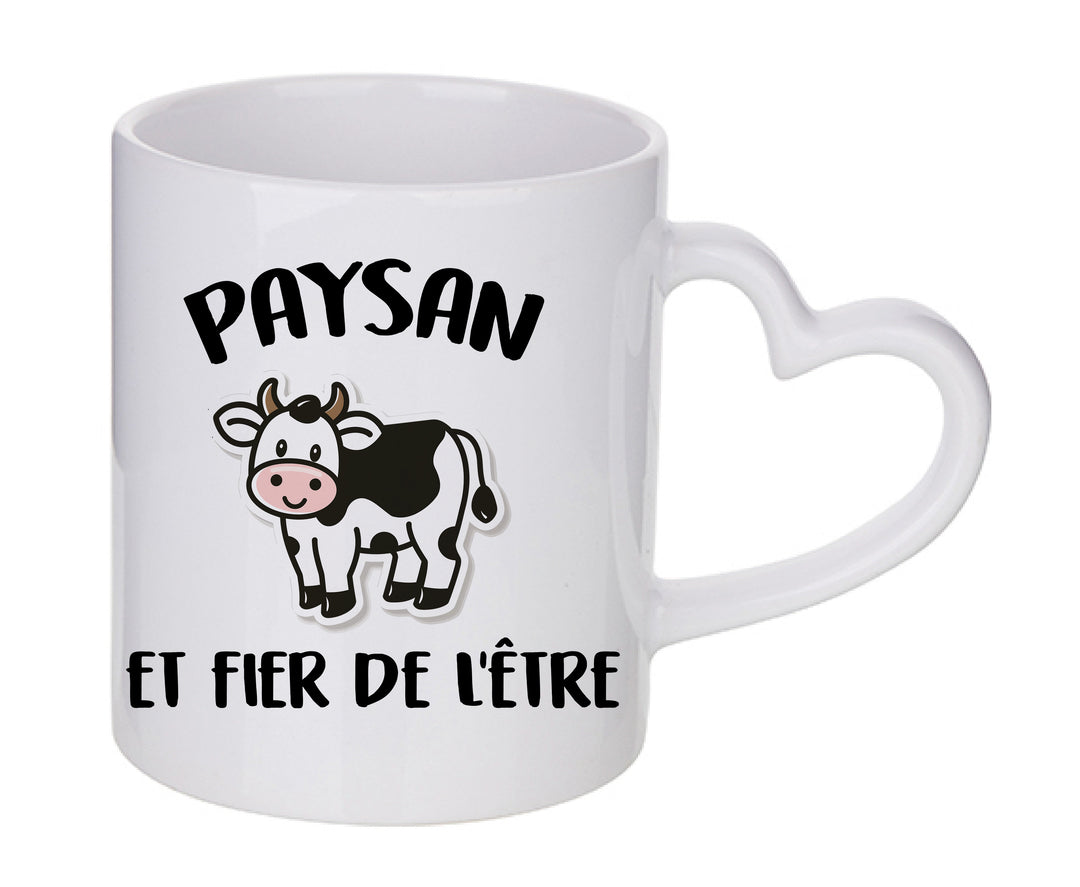 Mug coeur personnalisé Paysan et fier de l'etre