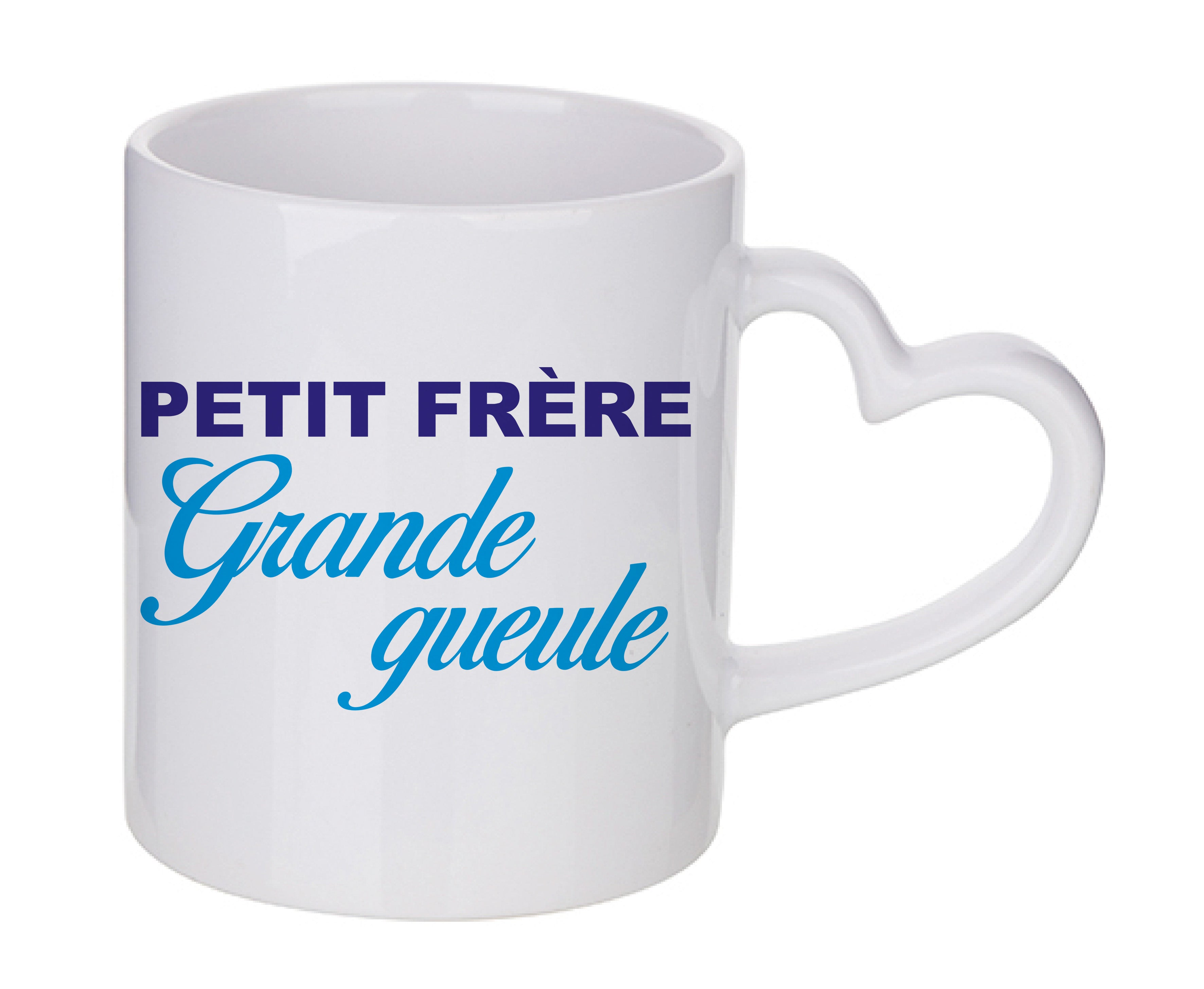 Mug coeur personnalisé Petit frere grande gueule