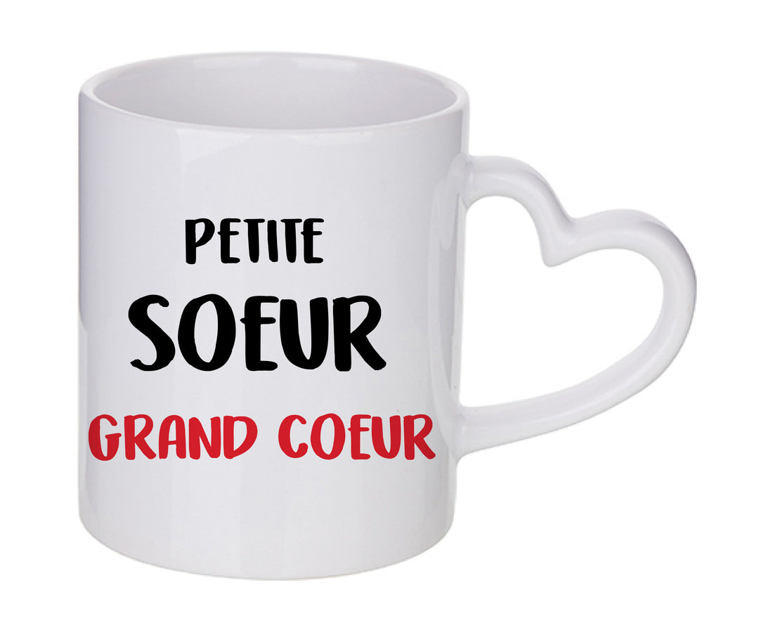 Mug coeur personnalisé Petite soeur grand coeur