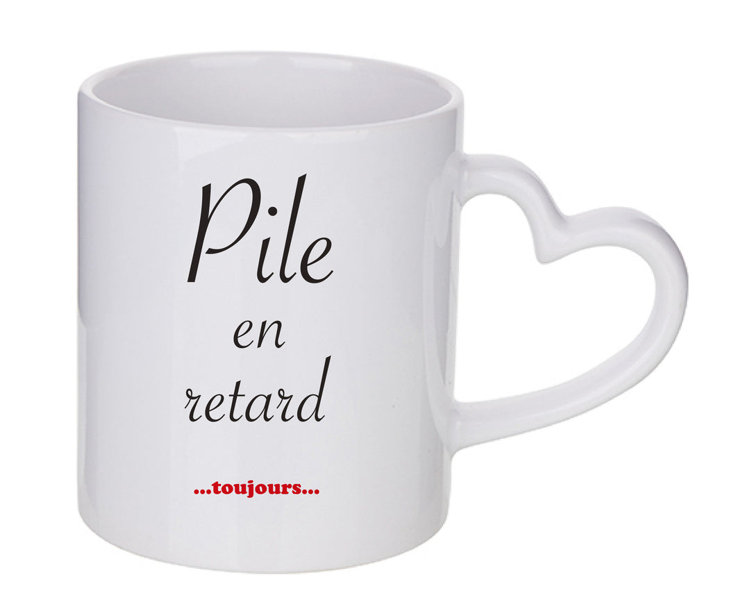 Mug coeur personnalisé Pile en retard