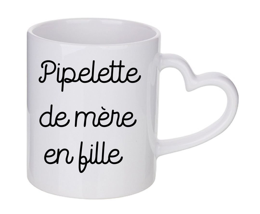 Mug coeur personnalisé Pipelette de mere en fille
