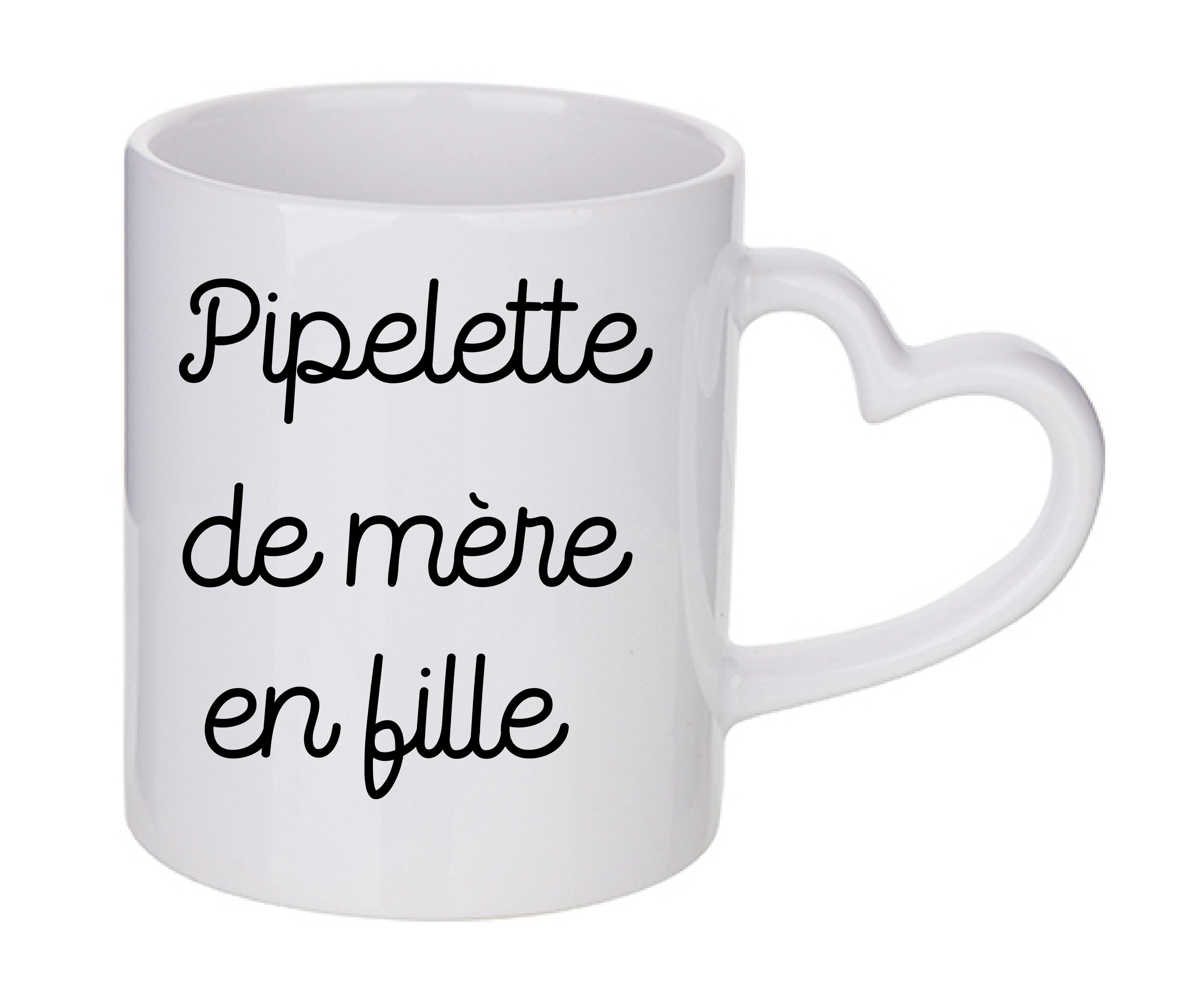 Mug coeur personnalisé Pipelette de mere en fille