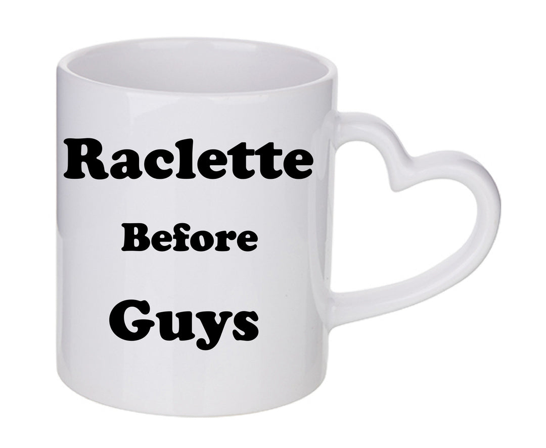 Mug coeur personnalisé Raclette before guys