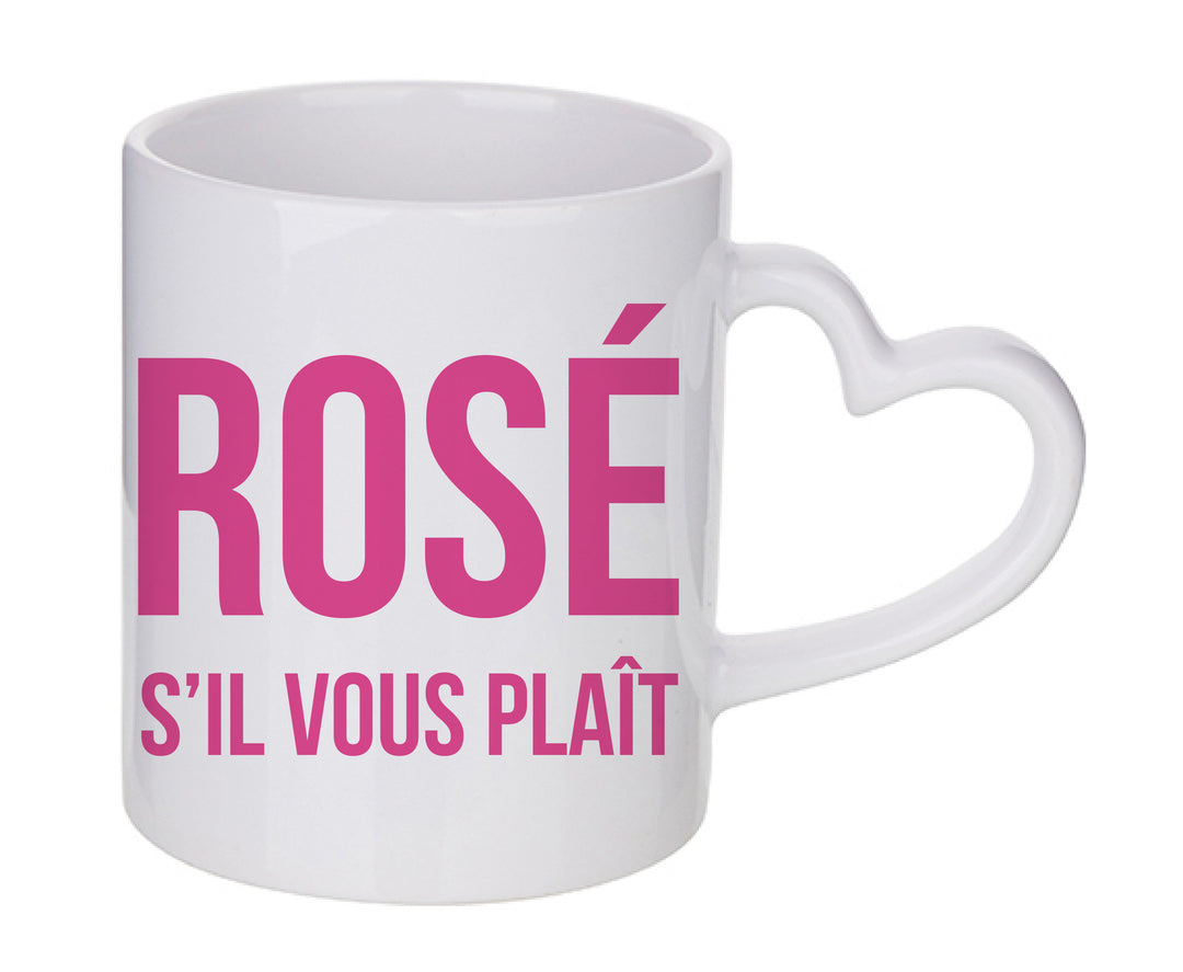Mug coeur personnalisé Rosé s'il vous plait