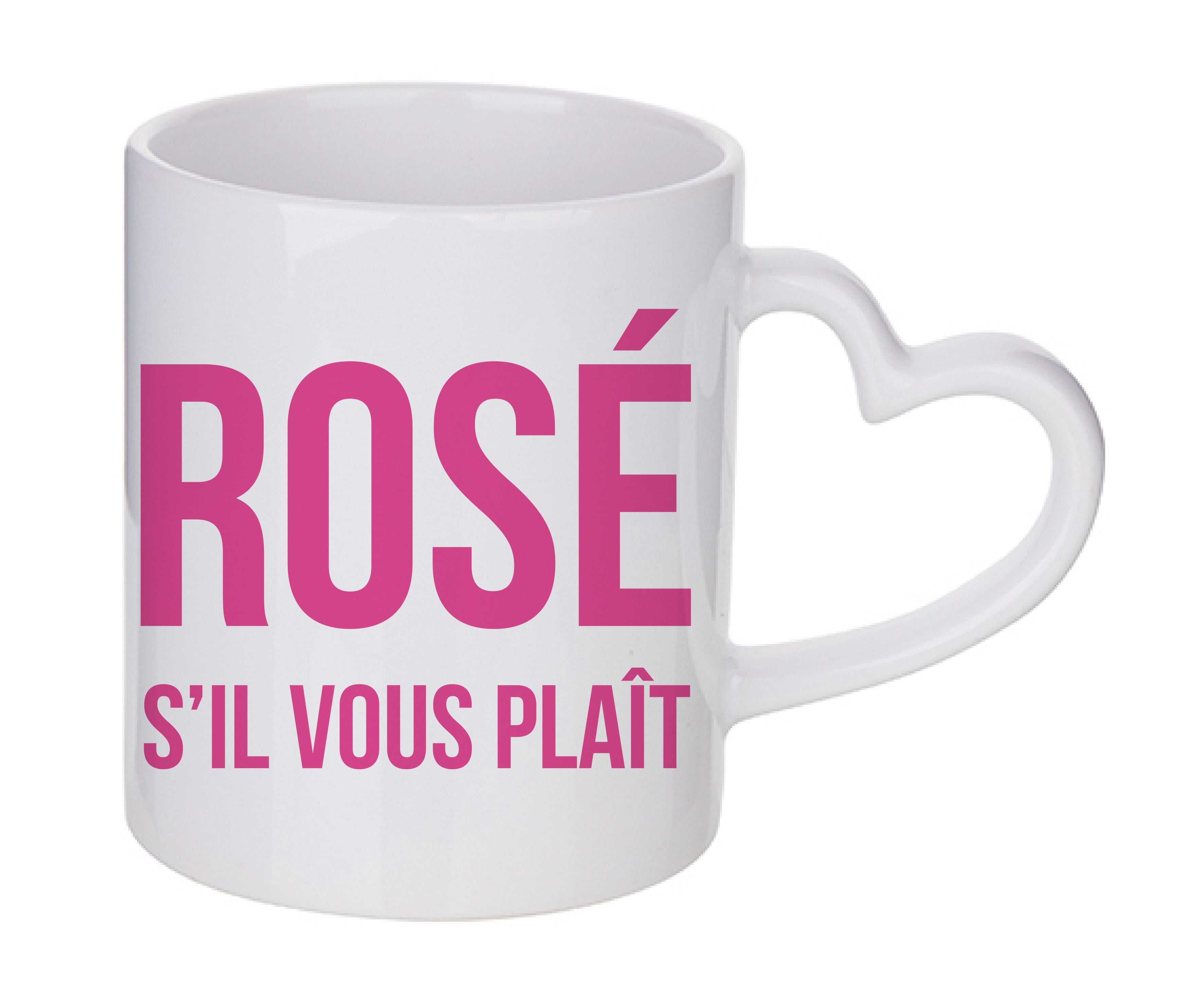 Mug coeur personnalisé Rosé s'il vous plait