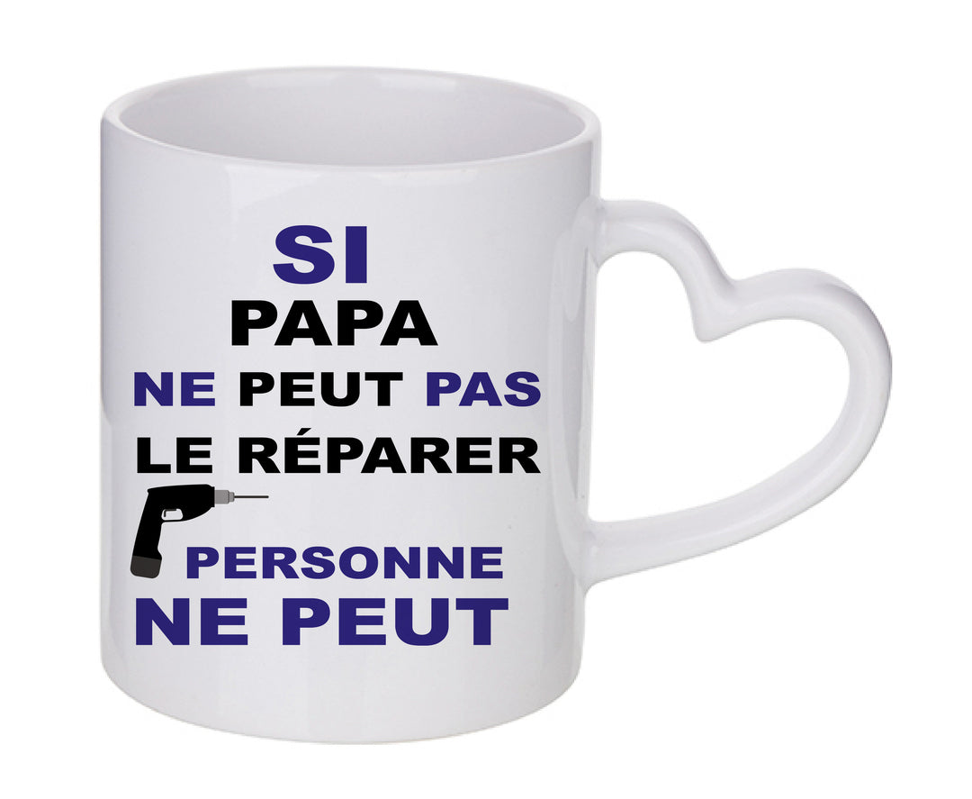 Mug coeur personnalisé Si papa ne peut pas