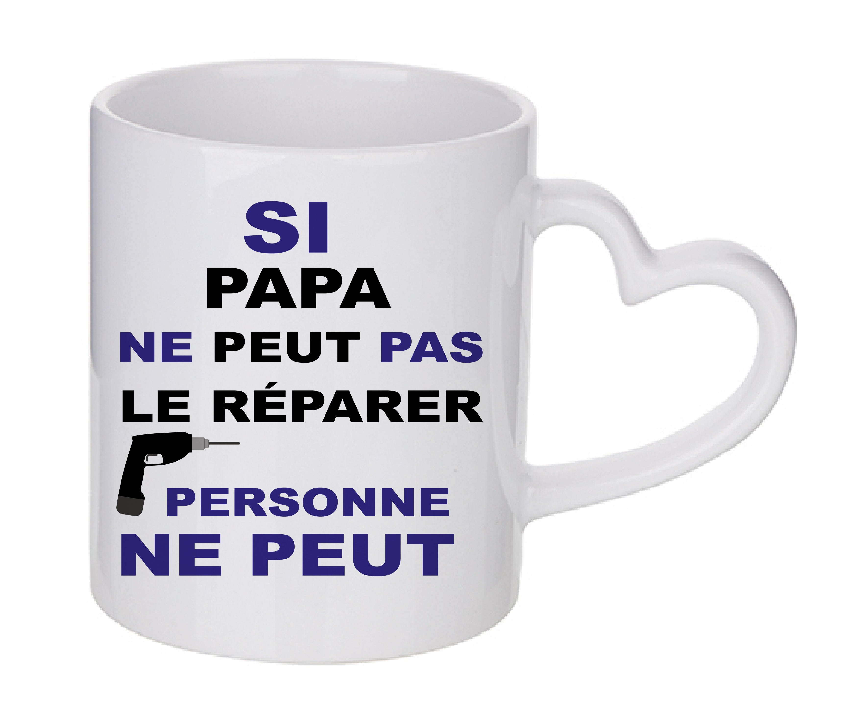Mug coeur personnalisé Si papa ne peut pas