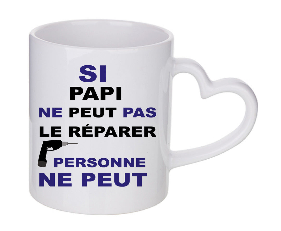 Mug coeur personnalisé Si papi ne peut pas
