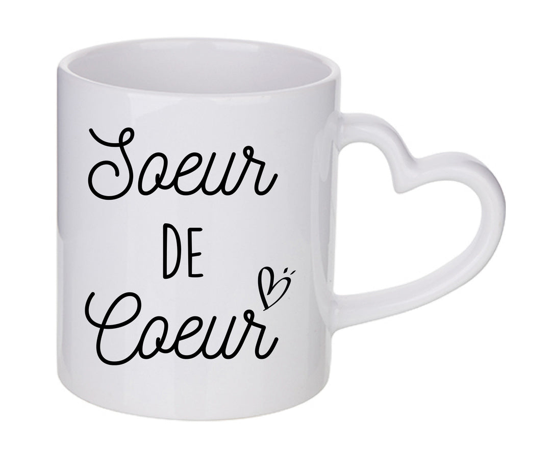 Mug coeur personnalisé Soeur de coeur