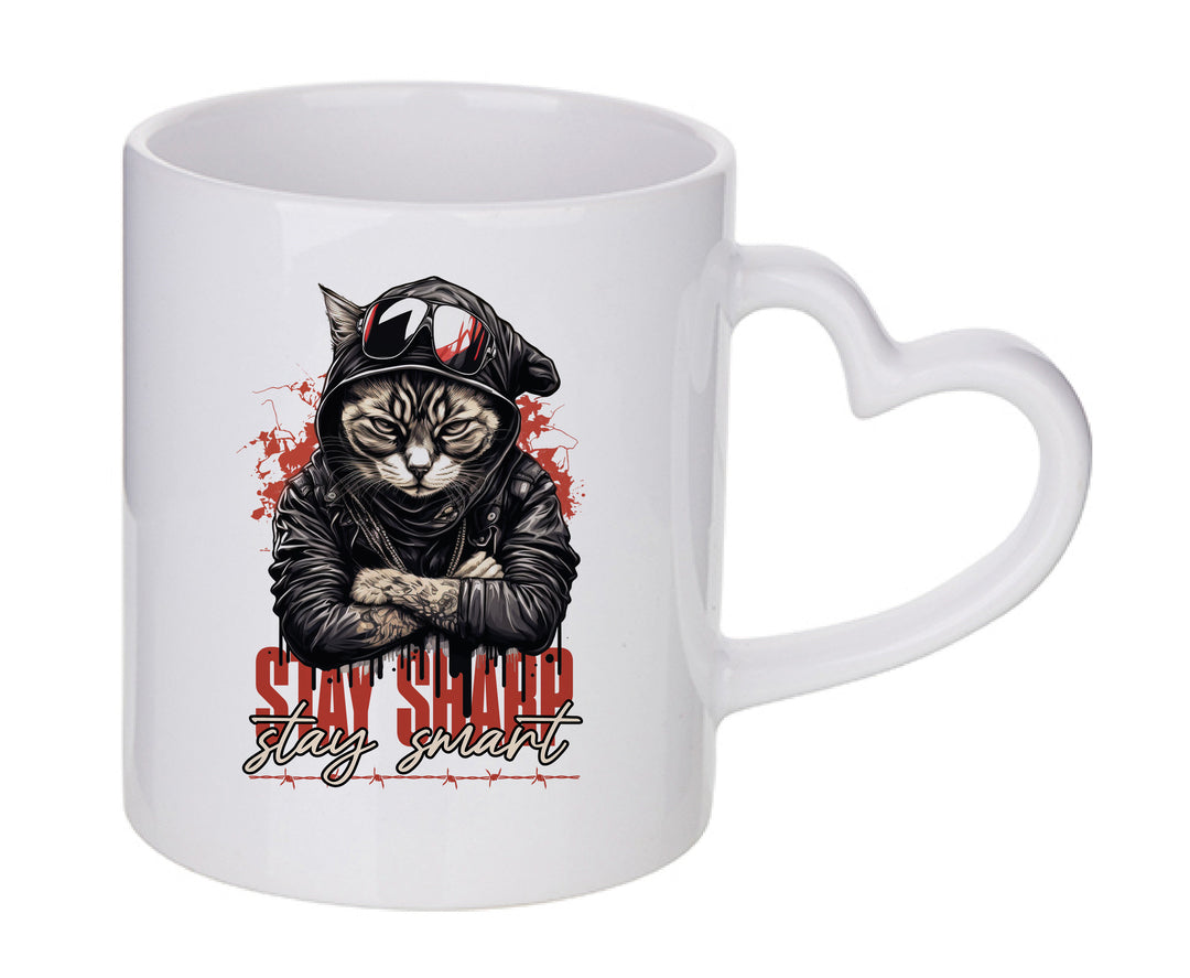 Mug coeur personnalisé Stay sharp stay smart