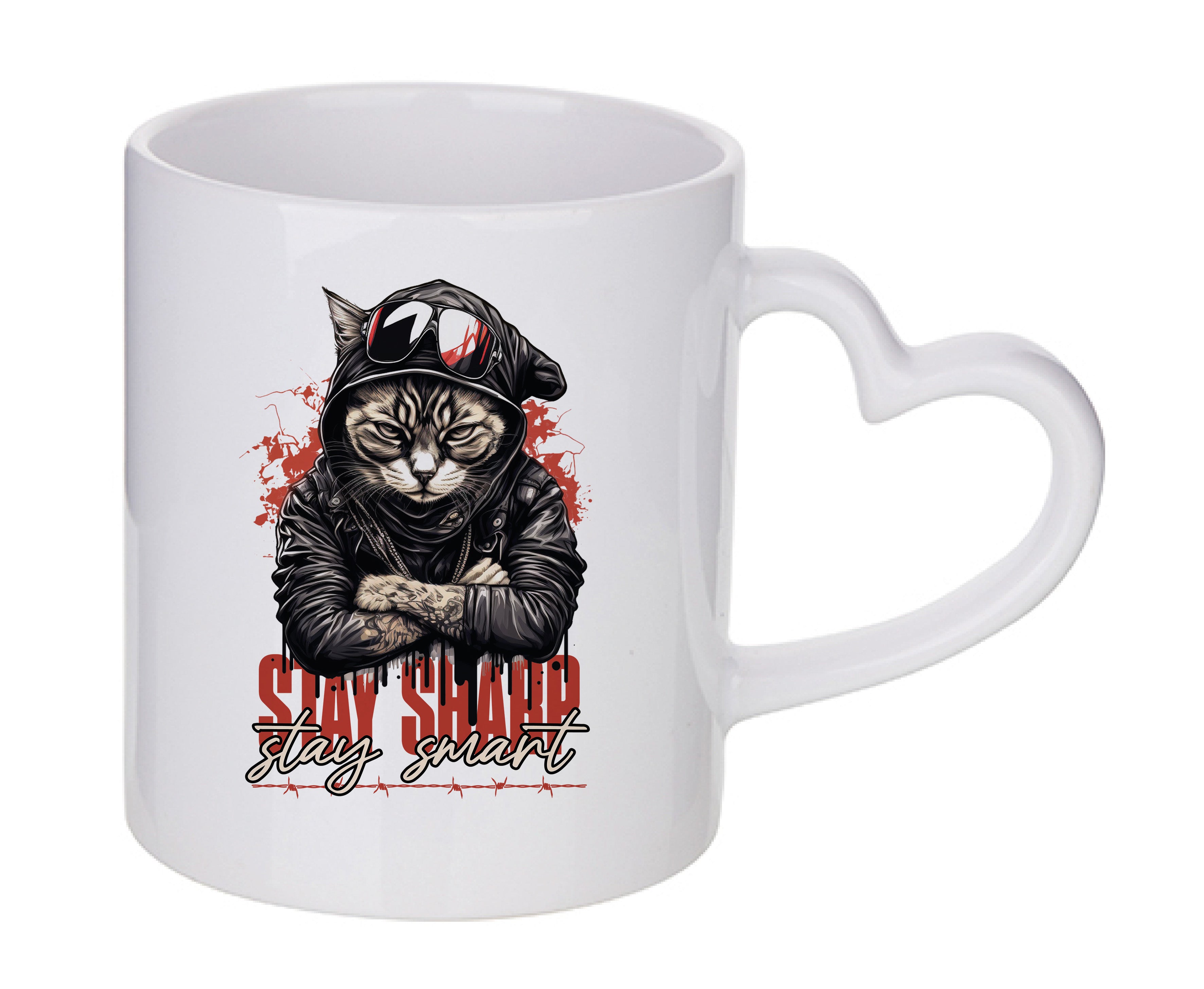 Mug coeur personnalisé Stay sharp stay smart