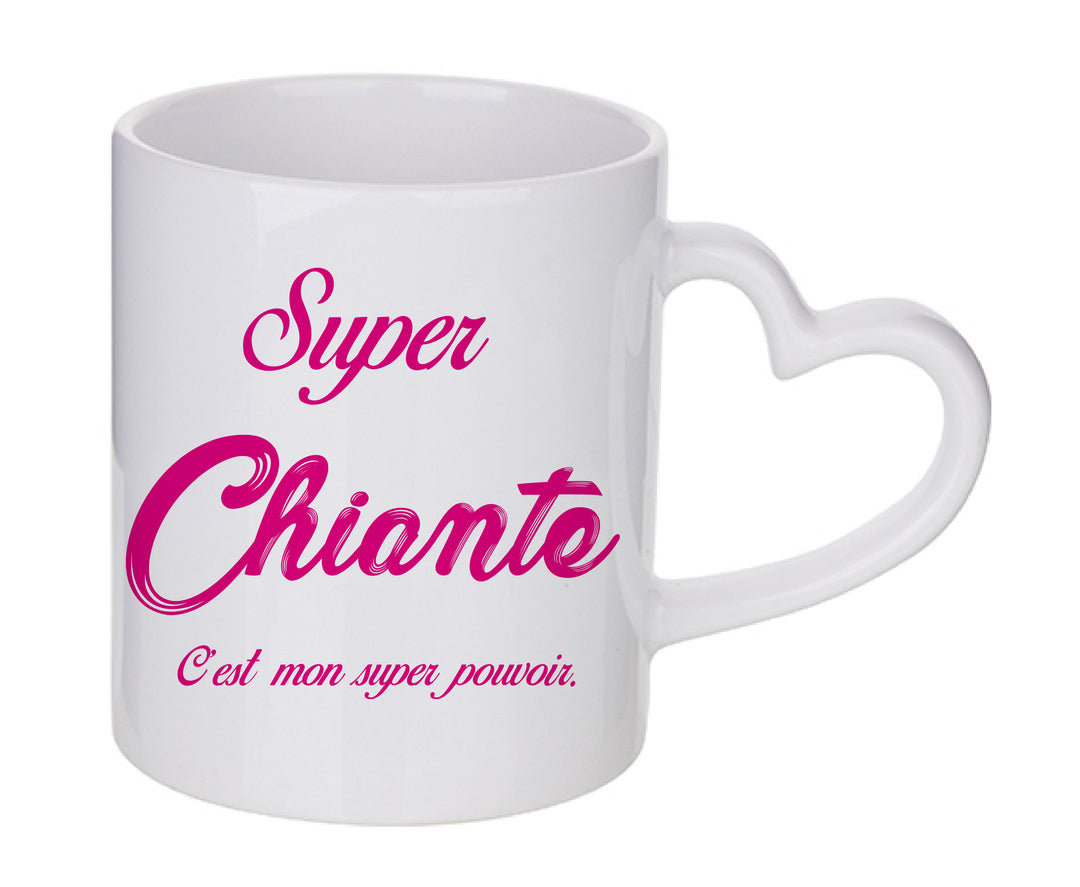 Mug coeur personnalisé Super Chiante c'est mon super pouvoir