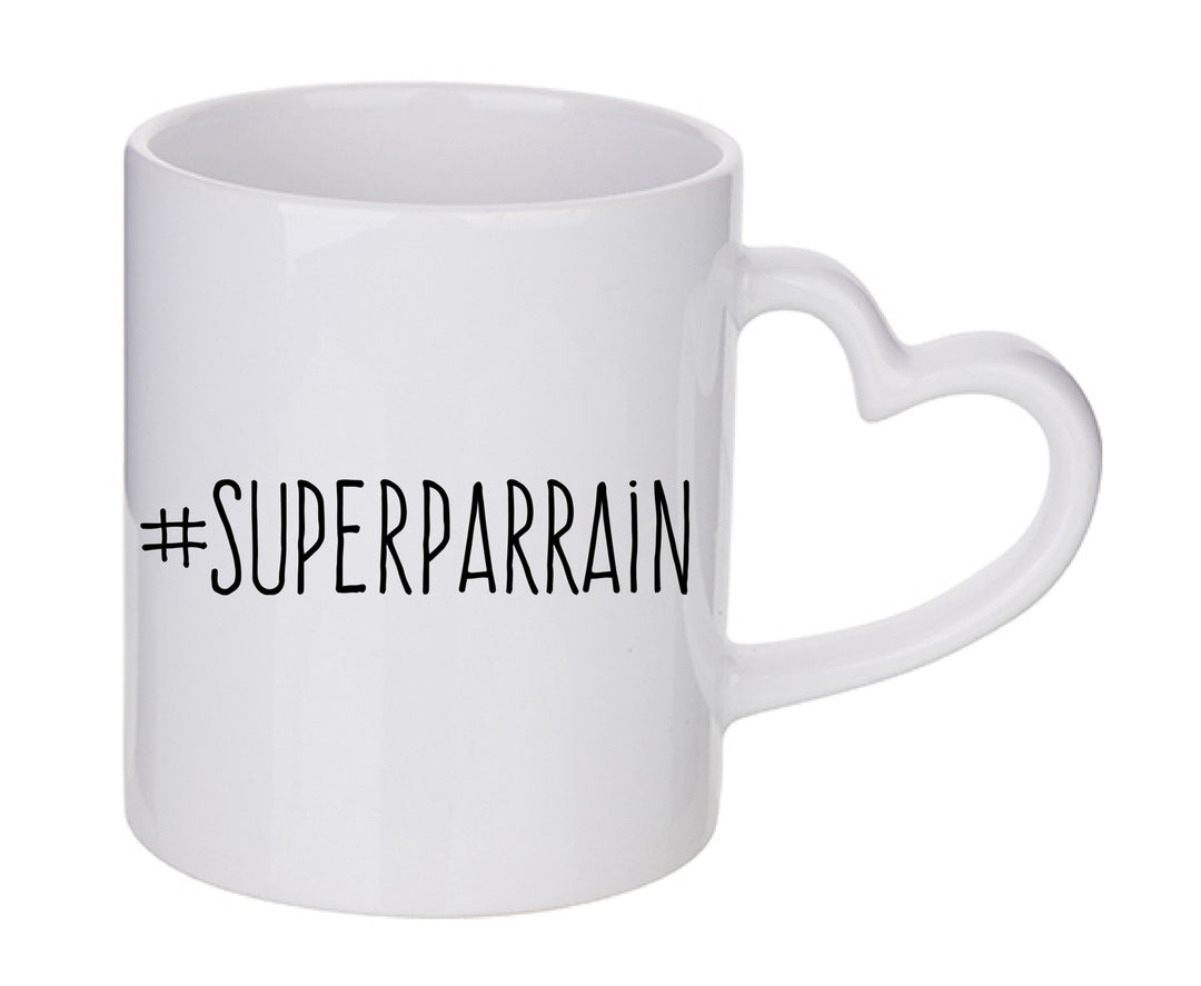 Mug coeur personnalisé Superparrain