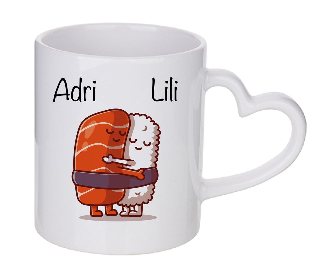 Mug coeur personnalisé Sushi couple