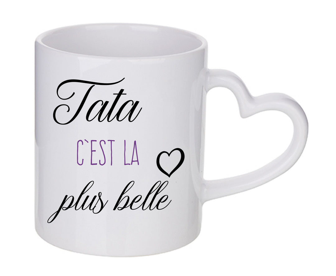 Mug coeur personnalisé Tata c'est la plus belle