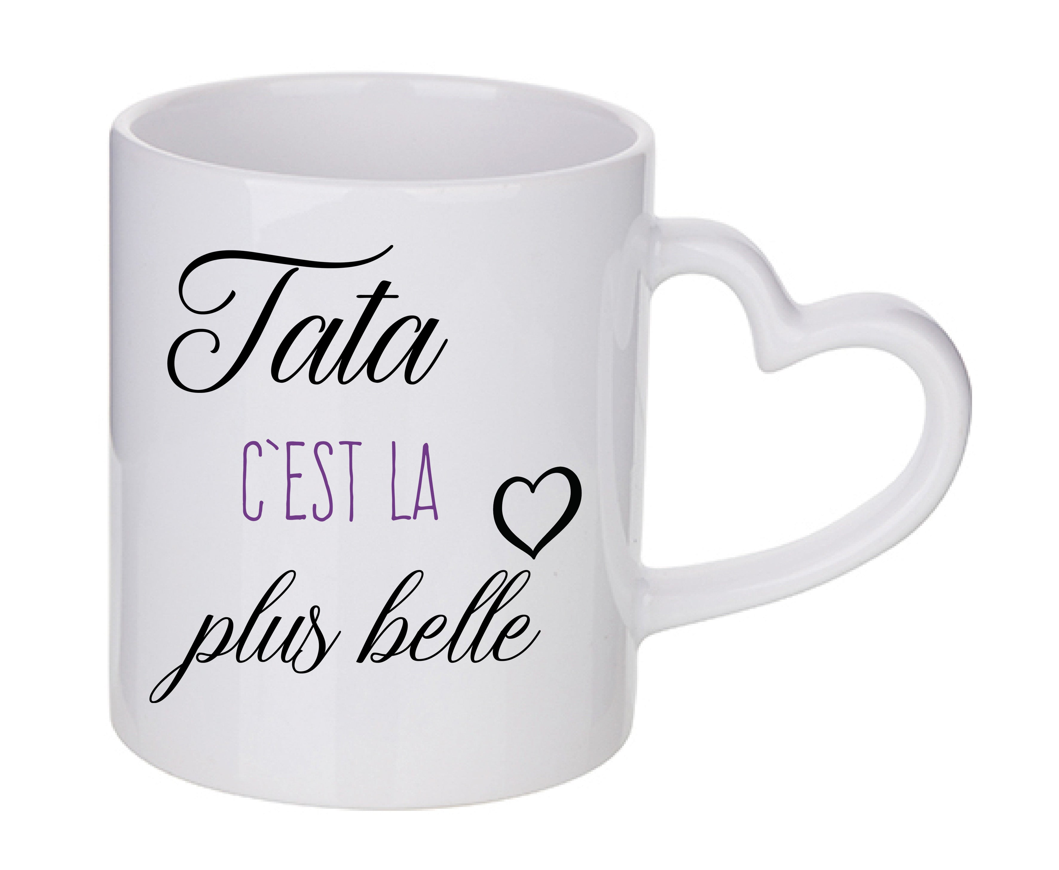 Mug coeur personnalisé Tata c'est la plus belle