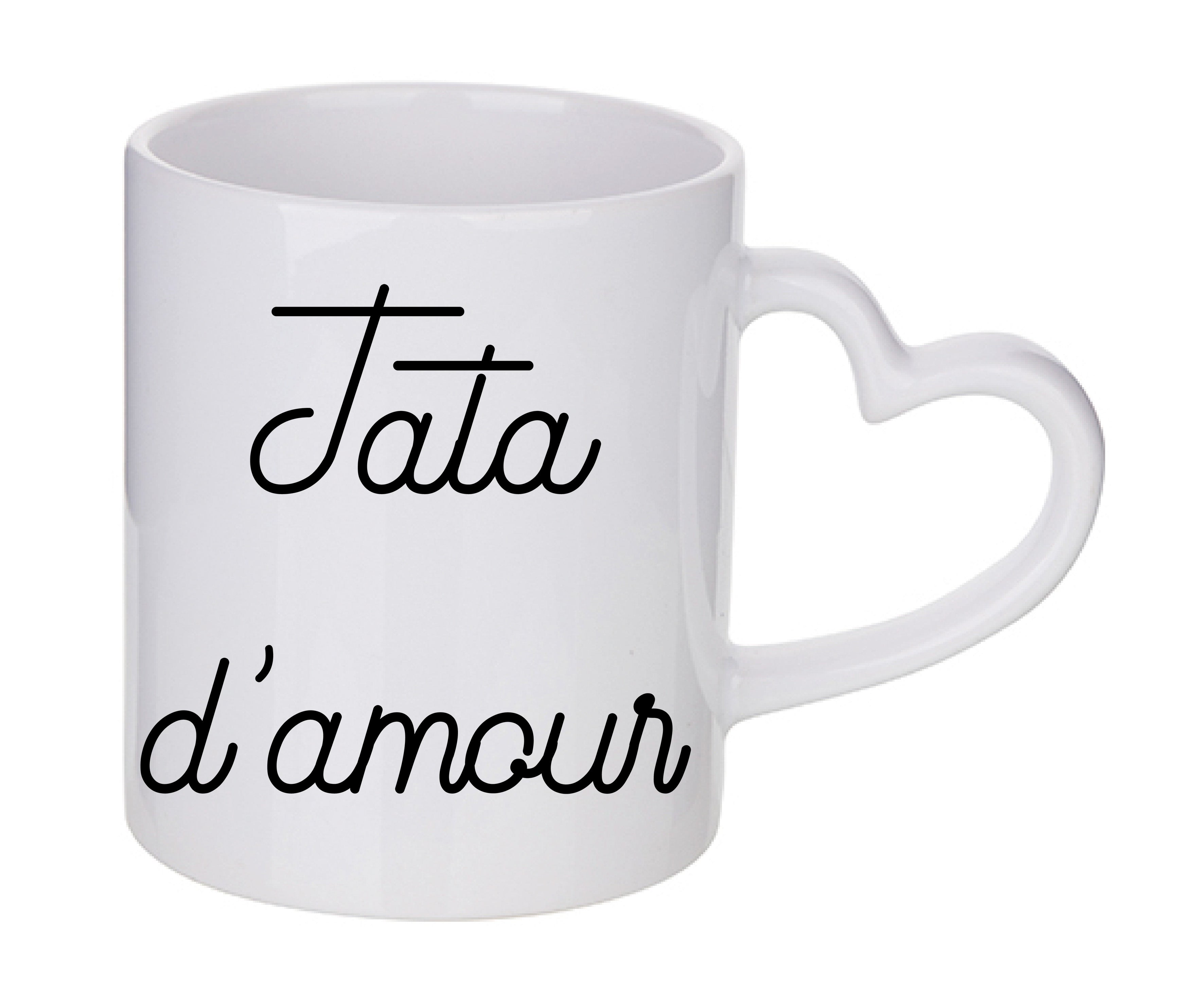 Mug coeur personnalisé Tata d'amour