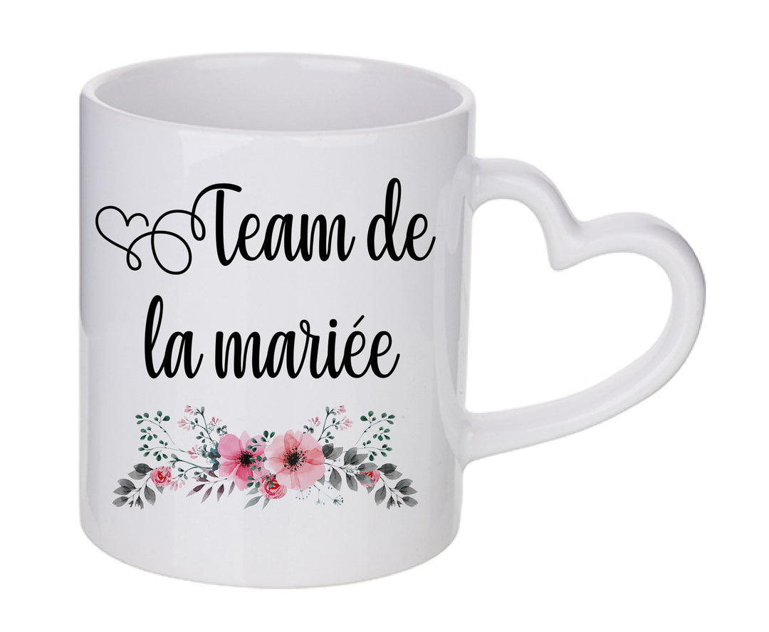 Mug coeur personnalisé Team de la mariee