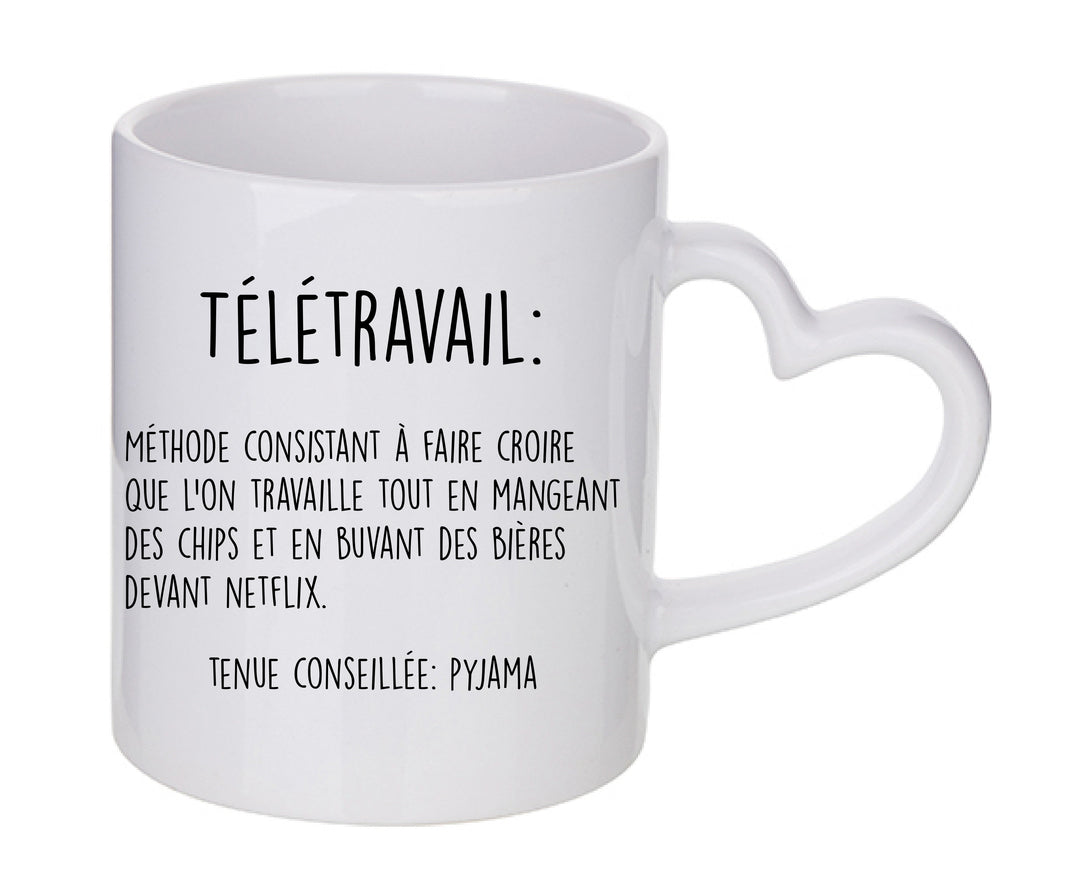 Mug coeur personnalisé Télétravail