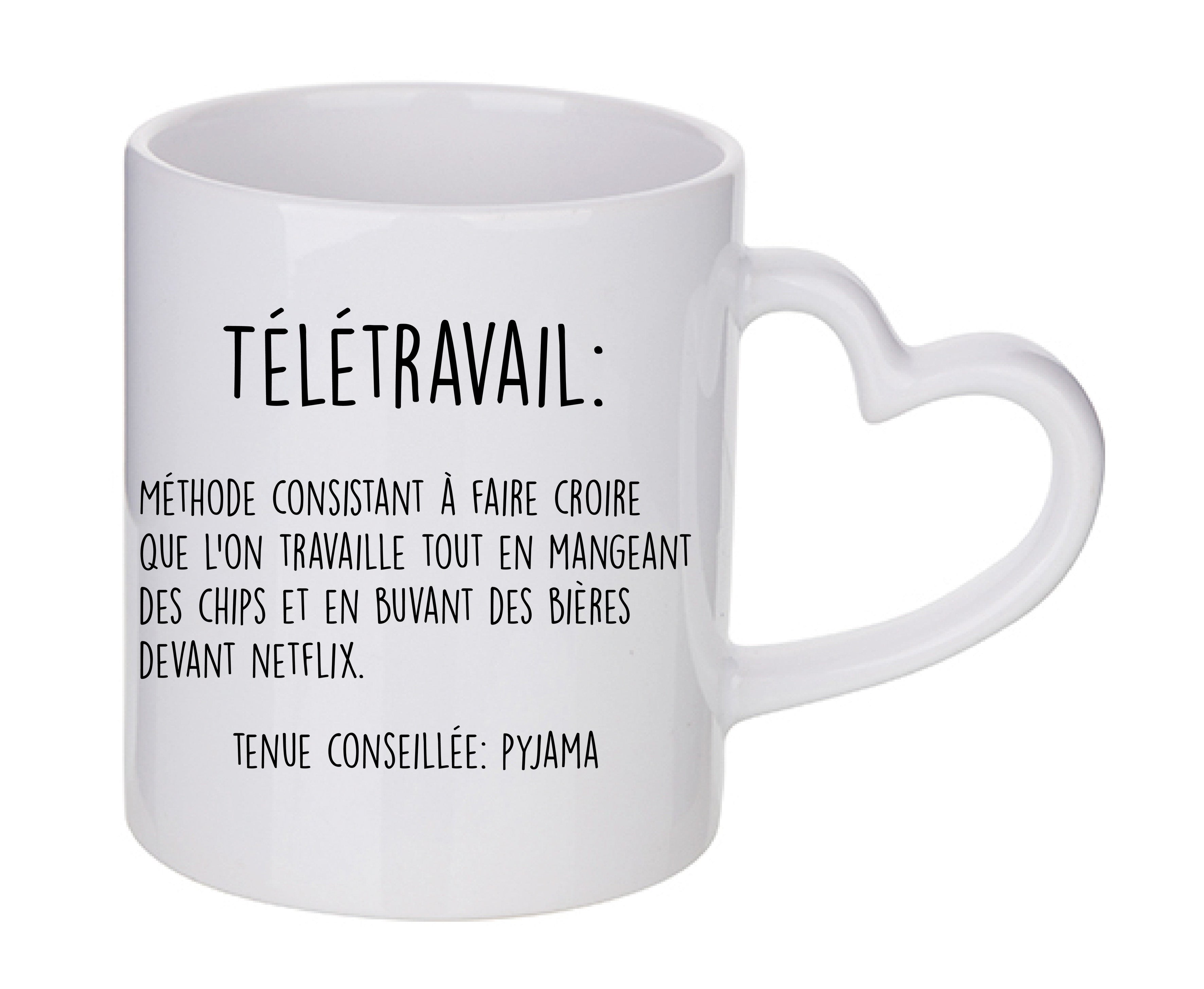 Mug coeur personnalisé Télétravail