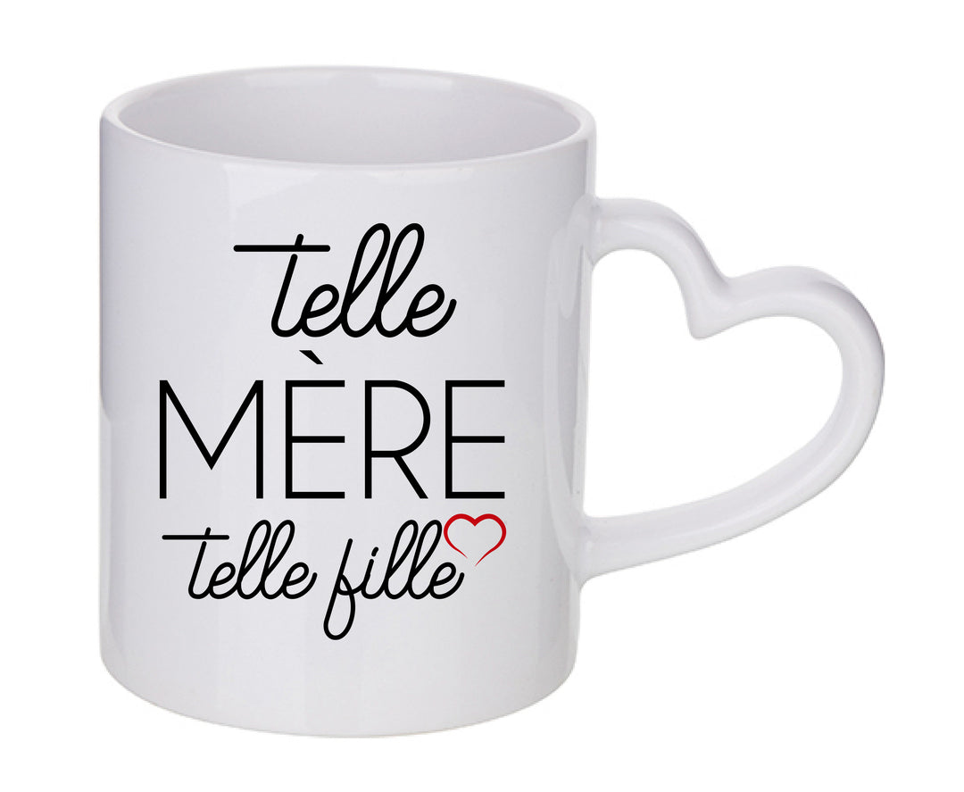 Mug coeur personnalisé Telle mere telle fille