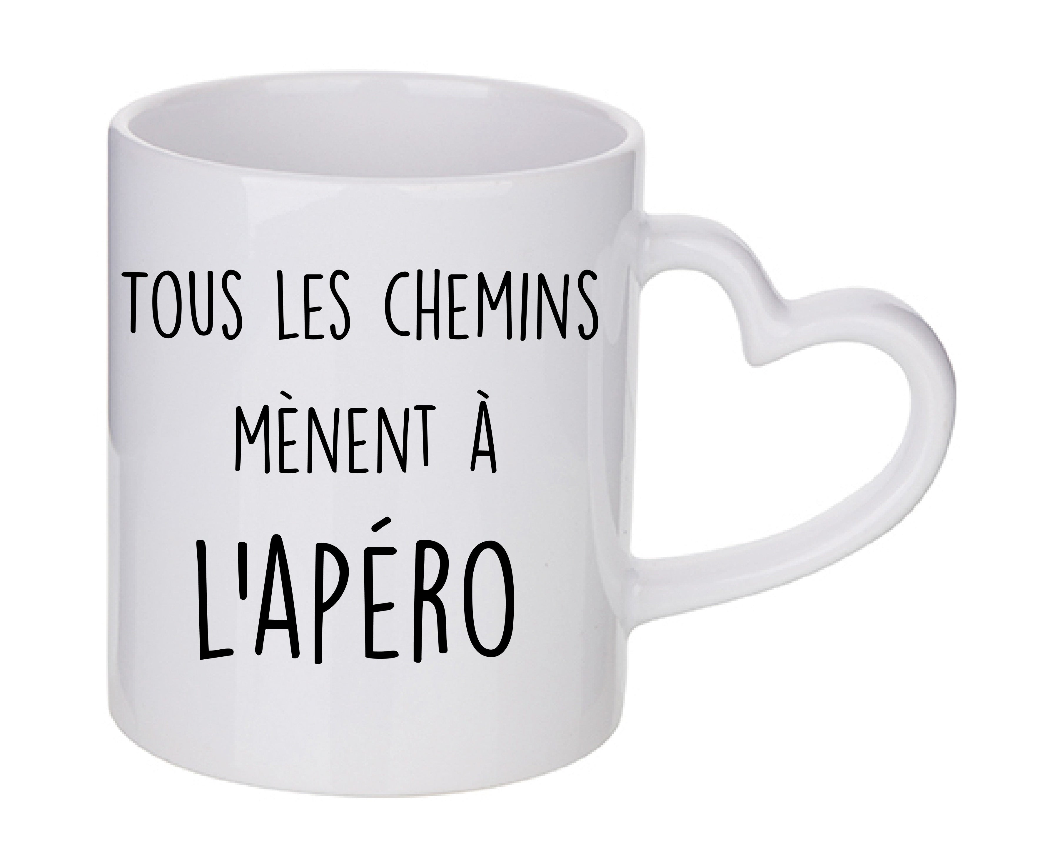 Mug coeur personnalisé Tous les chemins mènent à l'apéro