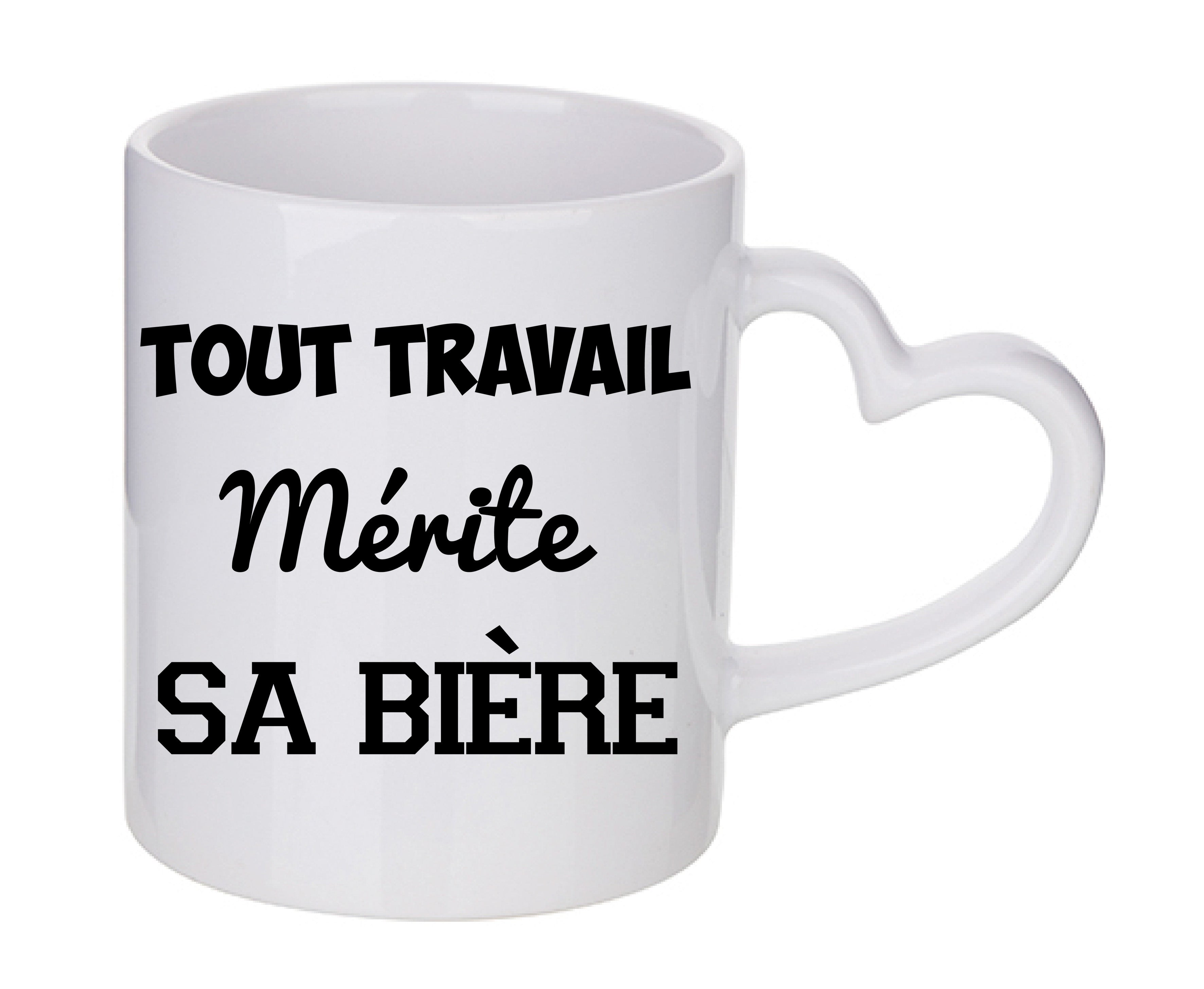 Mug coeur personnalisé Tout travail merite sa biere