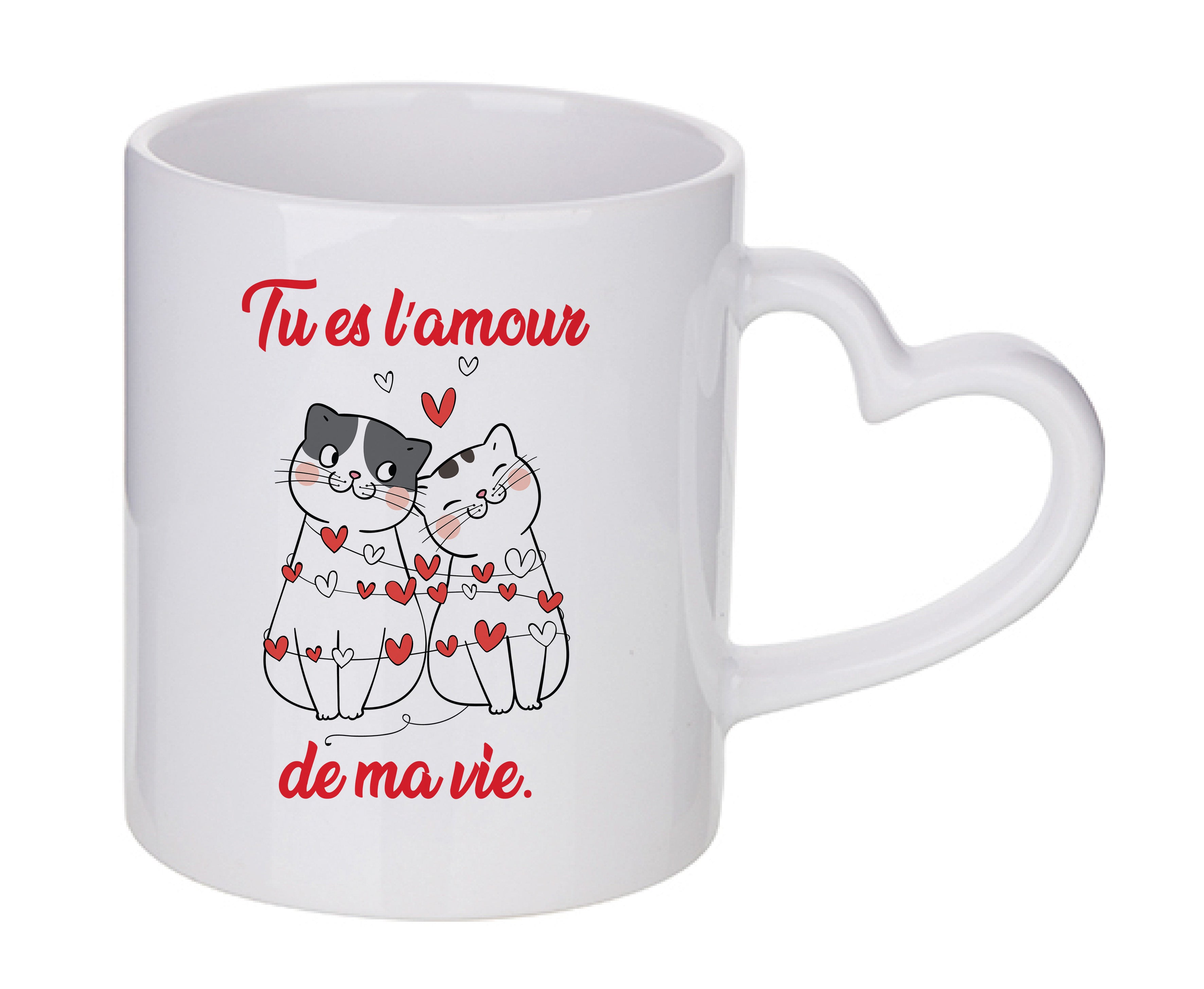 Mug coeur personnalisé Tu es l'amour de ma vie