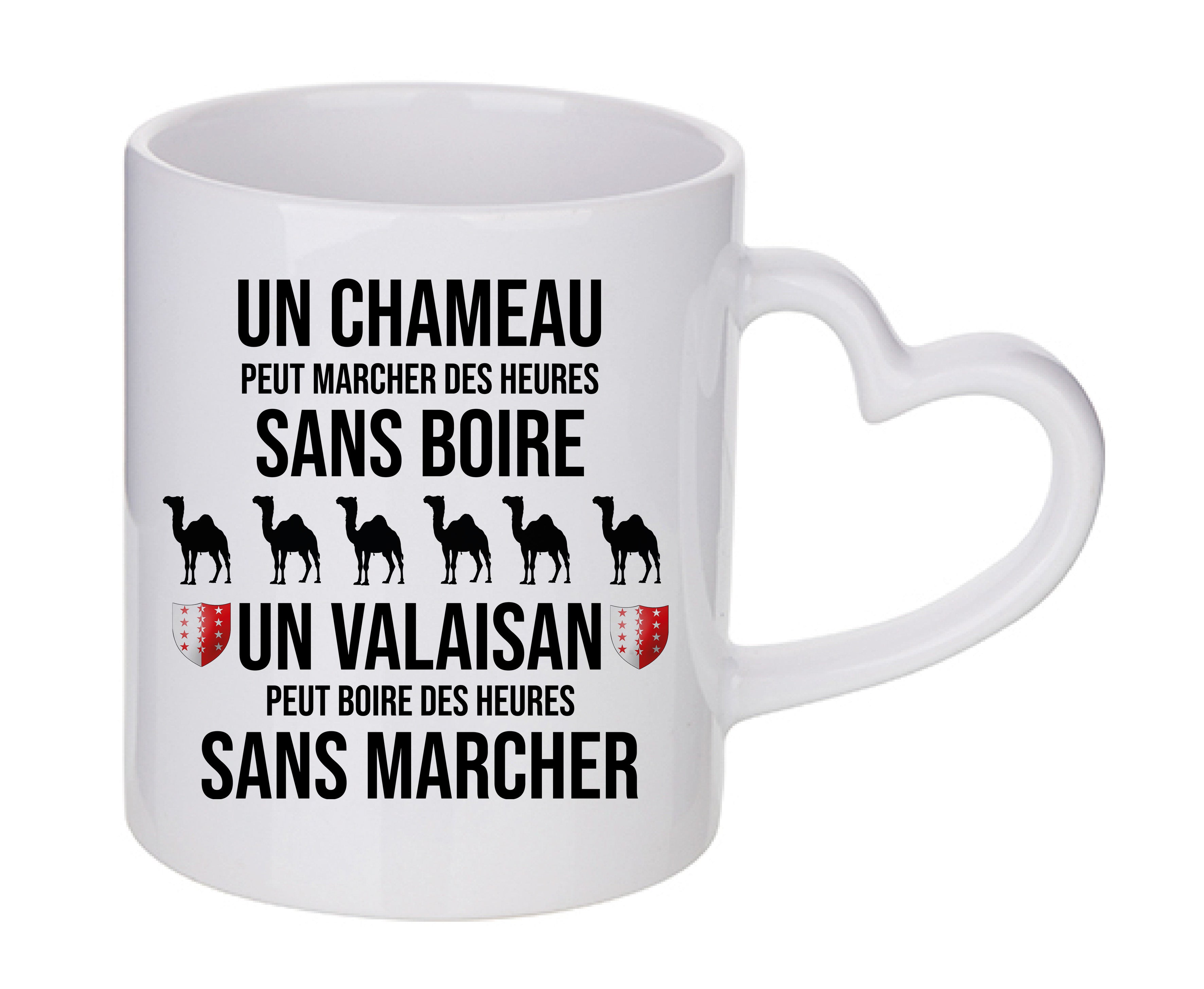 Mug coeur personnalisé Un chameau peut marcher des heures sans boire