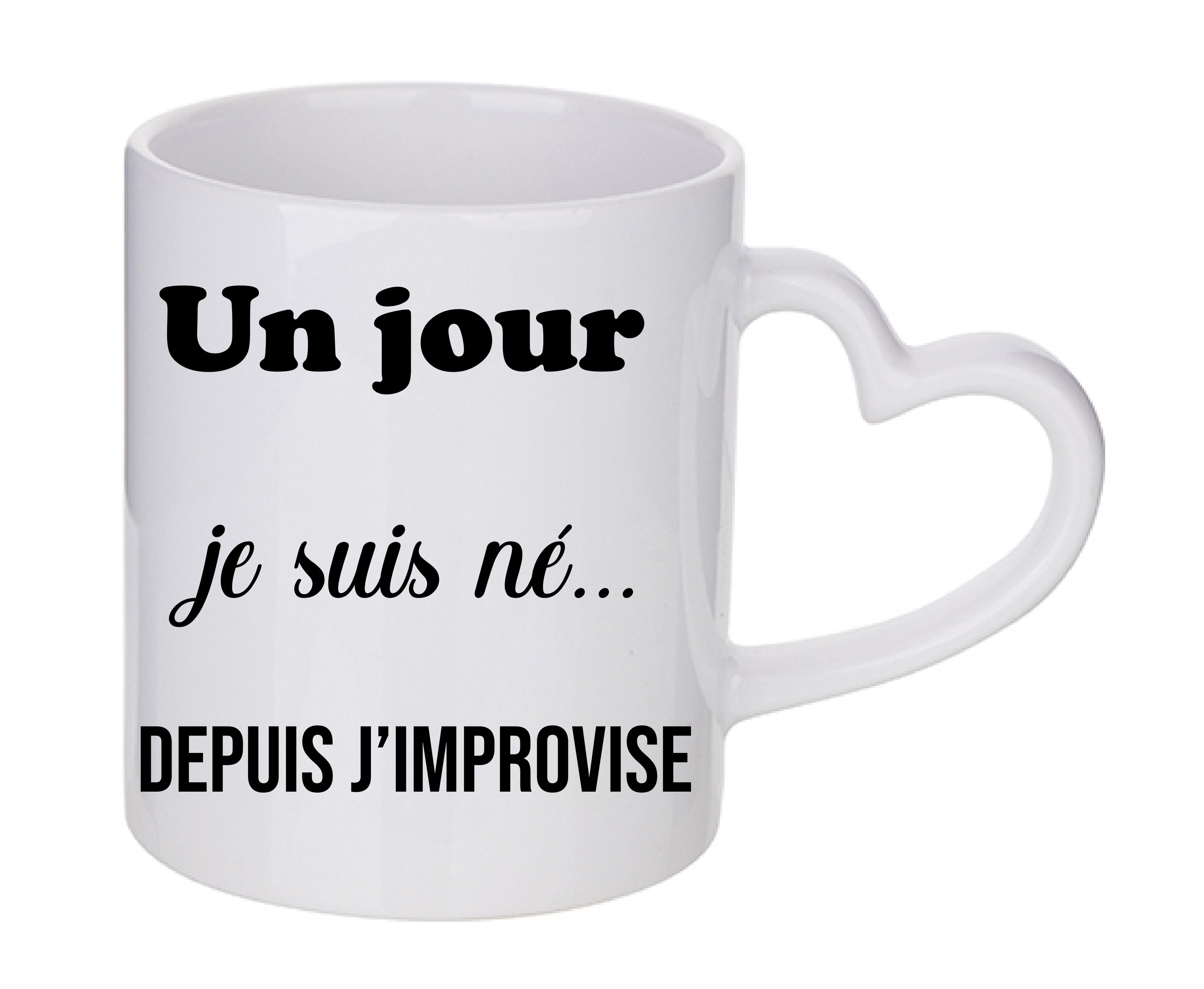 Mug coeur personnalisé Un jour je suis né