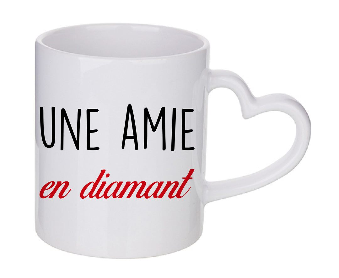 Mug coeur personnalisé Une amie en diamant