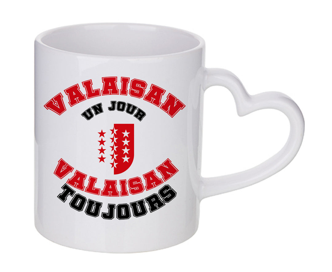 Mug coeur personnalisé Valaisan un jour