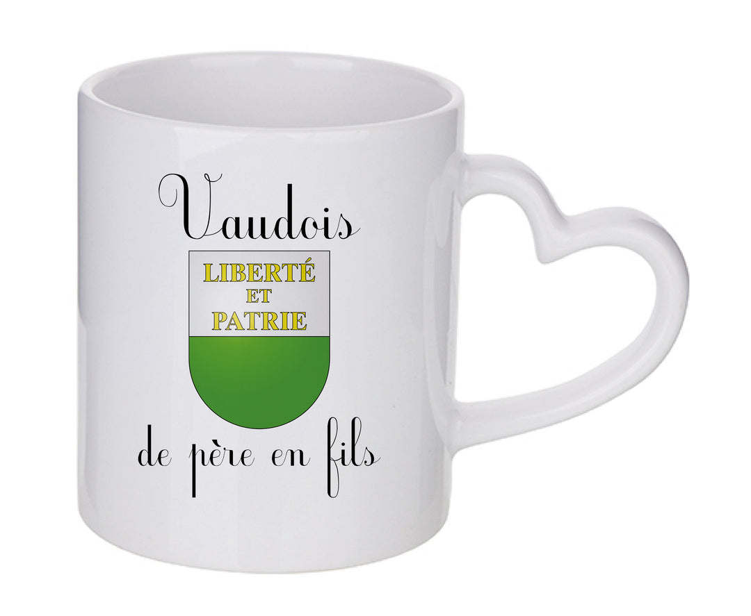 Mug coeur personnalisé Vaudois de père en fils